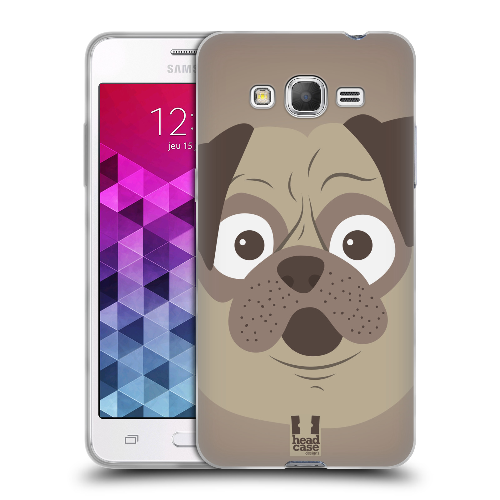 HEAD CASE silikonový obal na mobil Samsung Galaxy GRAND PRIME vzor Cartoon Karikatura barevná kreslená zvířátka pes mopsík