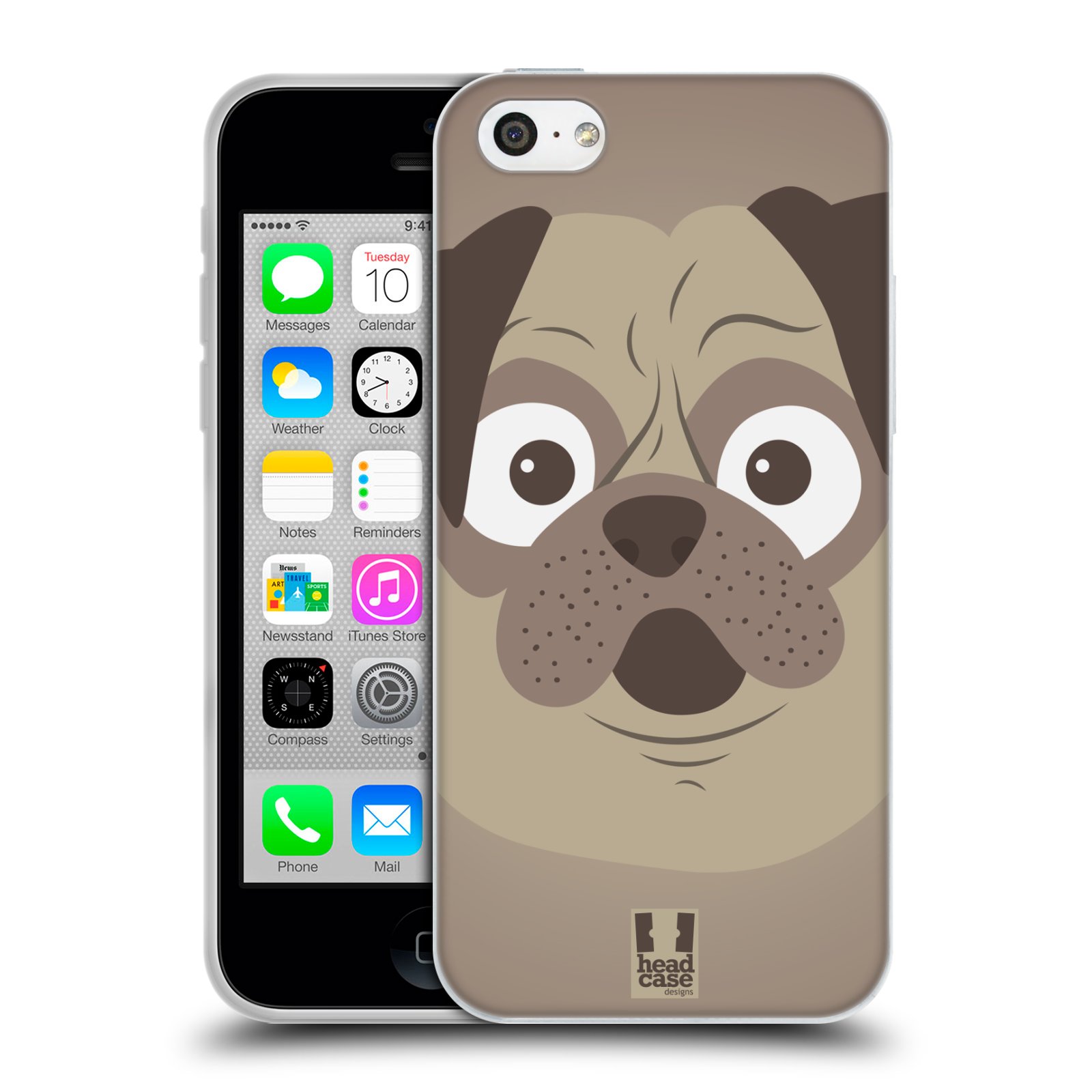 HEAD CASE silikonový obal na mobil Apple Iphone 5C vzor Cartoon Karikatura barevná kreslená zvířátka pes mopsík