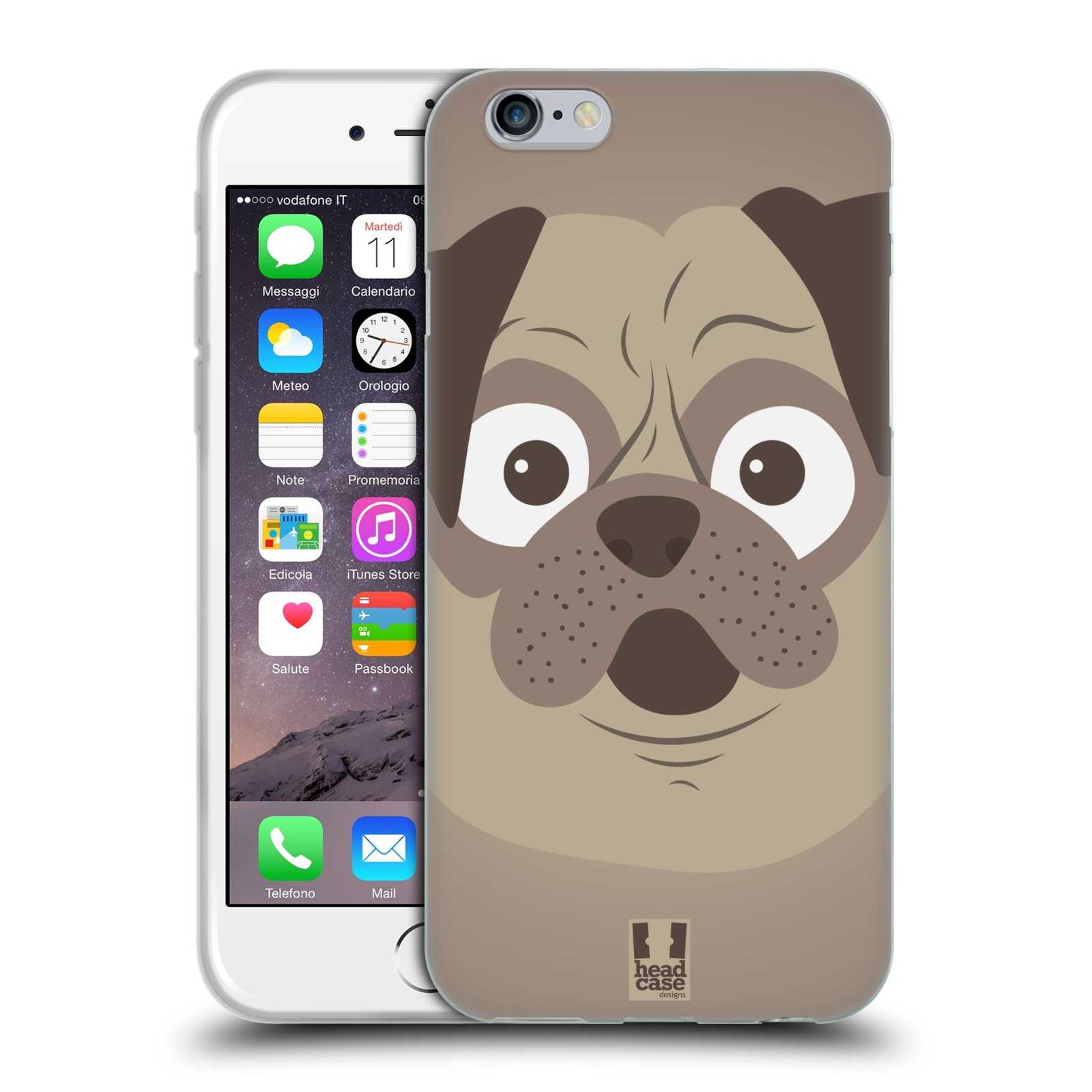 HEAD CASE silikonový obal na mobil Apple Iphone 6/6S vzor Cartoon Karikatura barevná kreslená zvířátka pes mopsík