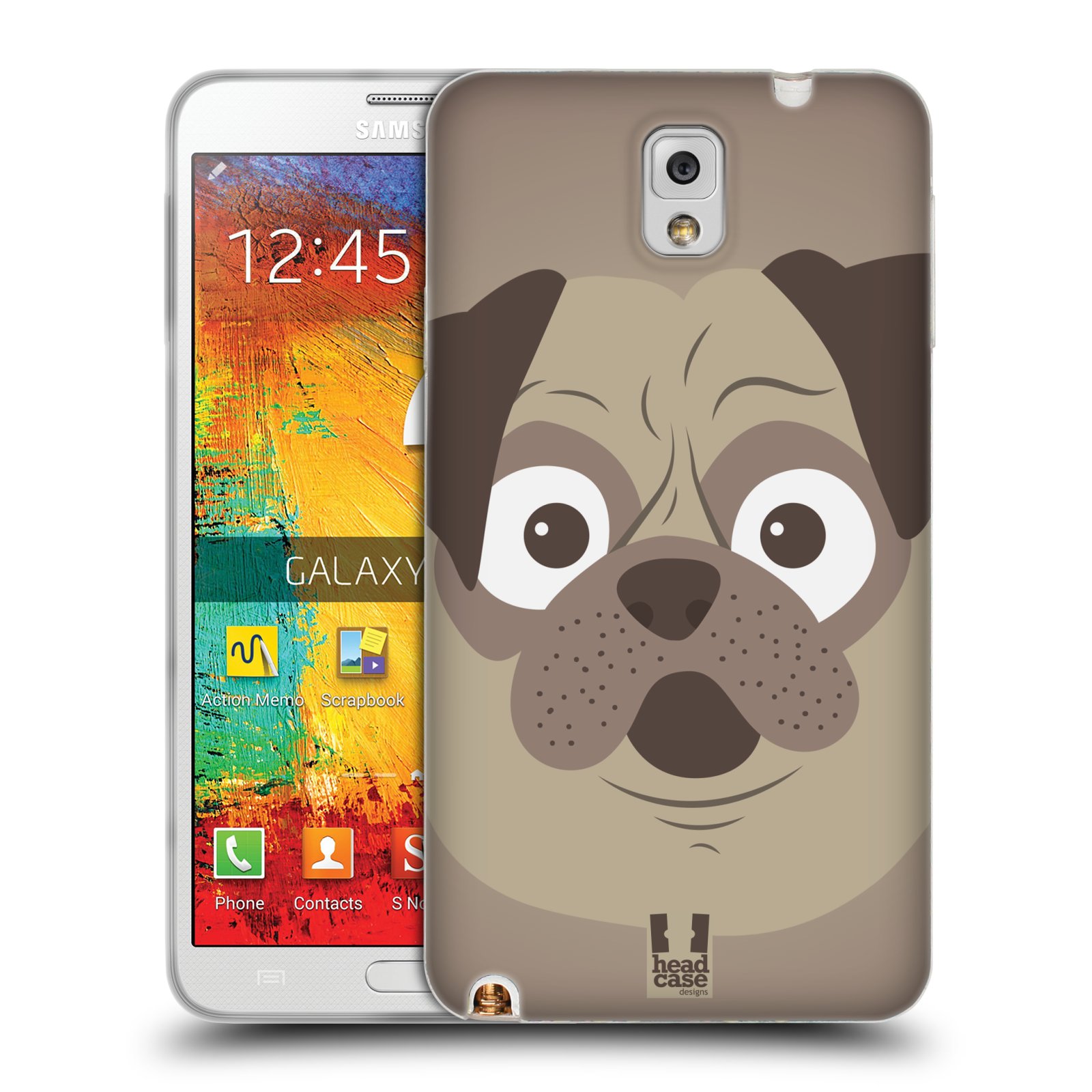 HEAD CASE silikonový obal na mobil Samsung Galaxy Note 3 (N9005) vzor Cartoon Karikatura barevná kreslená zvířátka pes mopsík