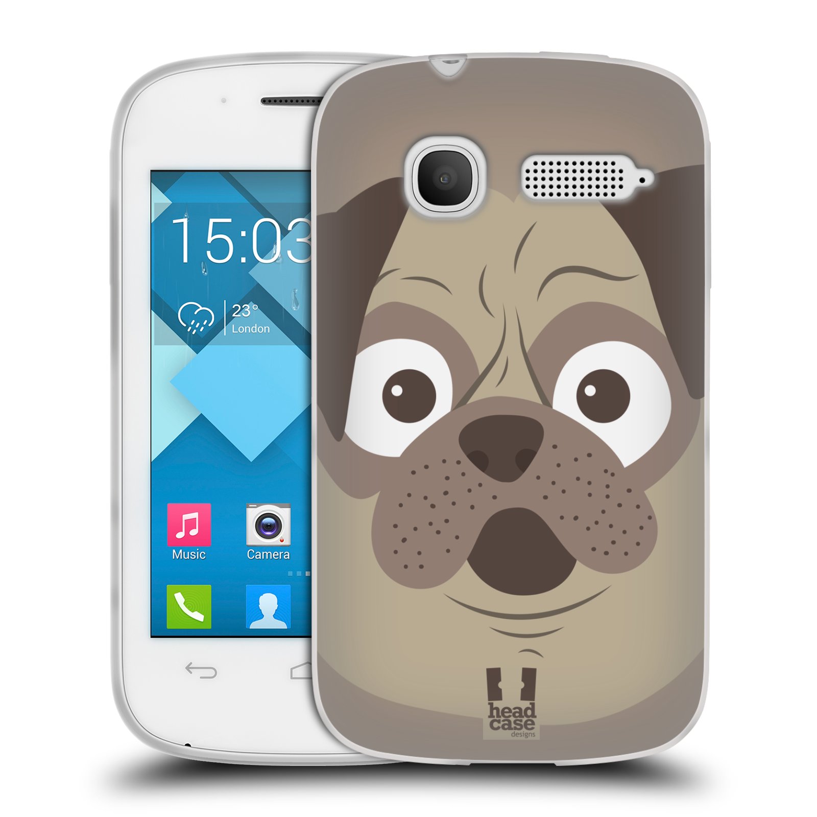 HEAD CASE silikonový obal na mobil Alcatel POP C1 OT-4015D vzor Cartoon Karikatura barevná kreslená zvířátka pes mopsík