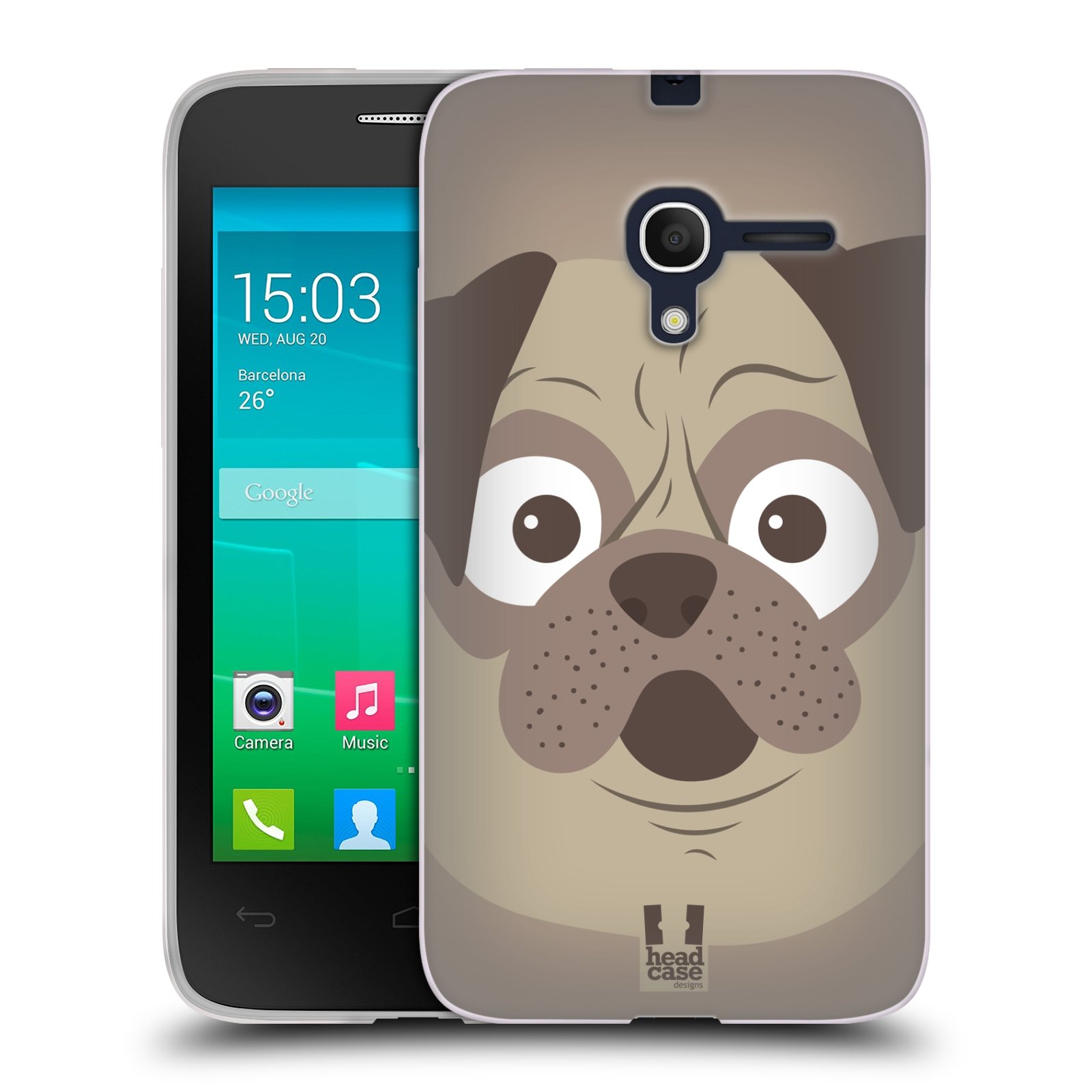 HEAD CASE silikonový obal na mobil Alcatel POP D3 OT-4035D vzor Cartoon Karikatura barevná kreslená zvířátka pes mopsík