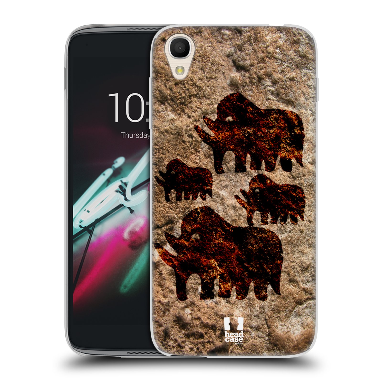 HEAD CASE silikonový obal na mobil Alcatel Idol 3 OT-6039Y (4.7) vzor Pravěké malby MAMUT