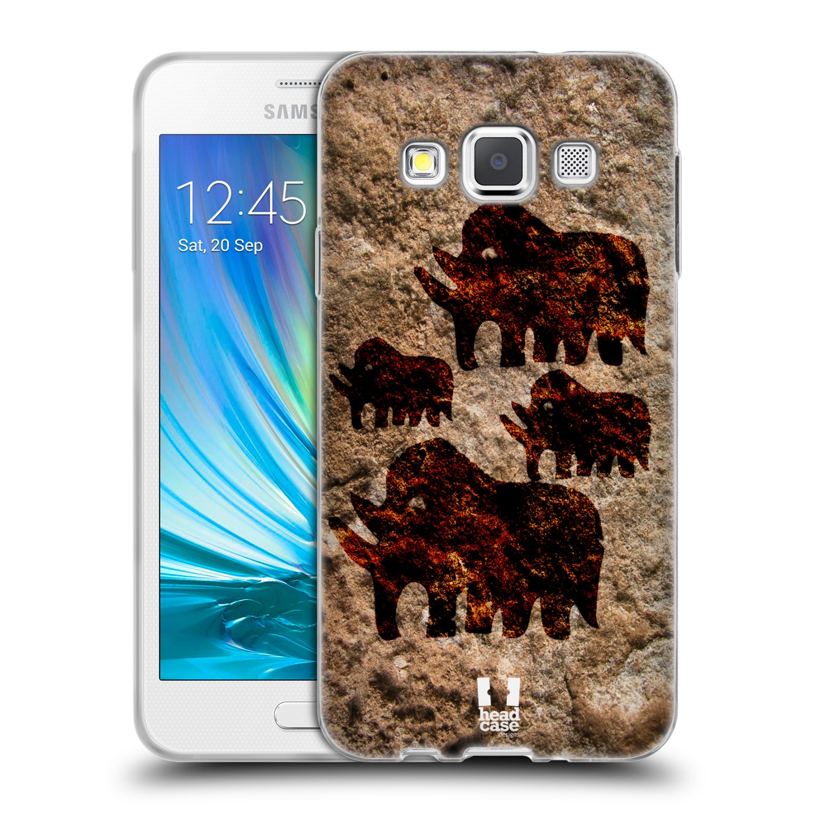 HEAD CASE silikonový obal na mobil Samsung Galaxy A3 vzor Pravěké malby MAMUT