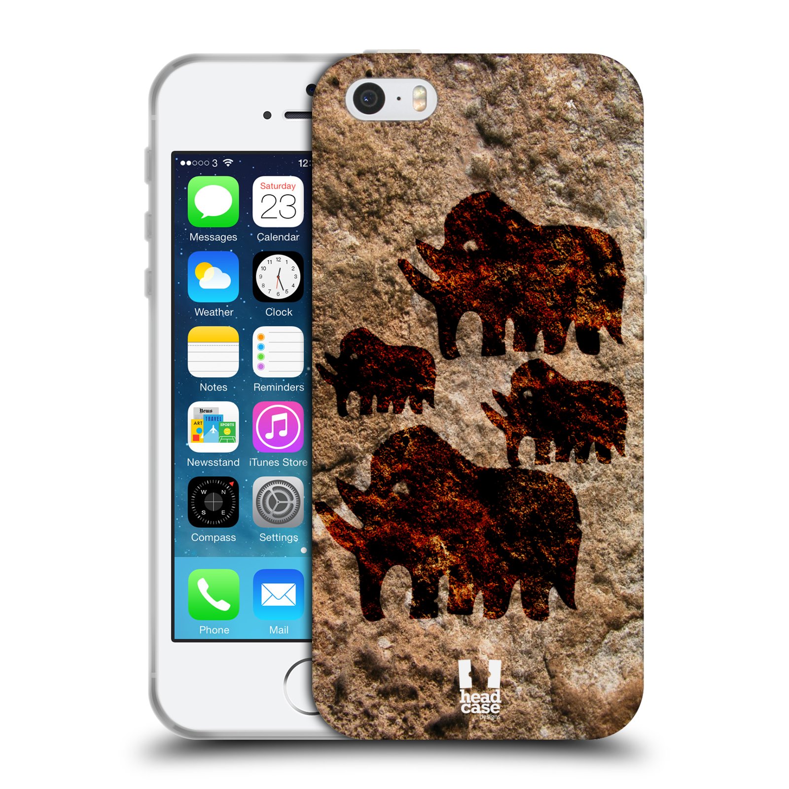 HEAD CASE silikonový obal na mobil Apple Iphone 5/5S vzor Pravěké malby MAMUT