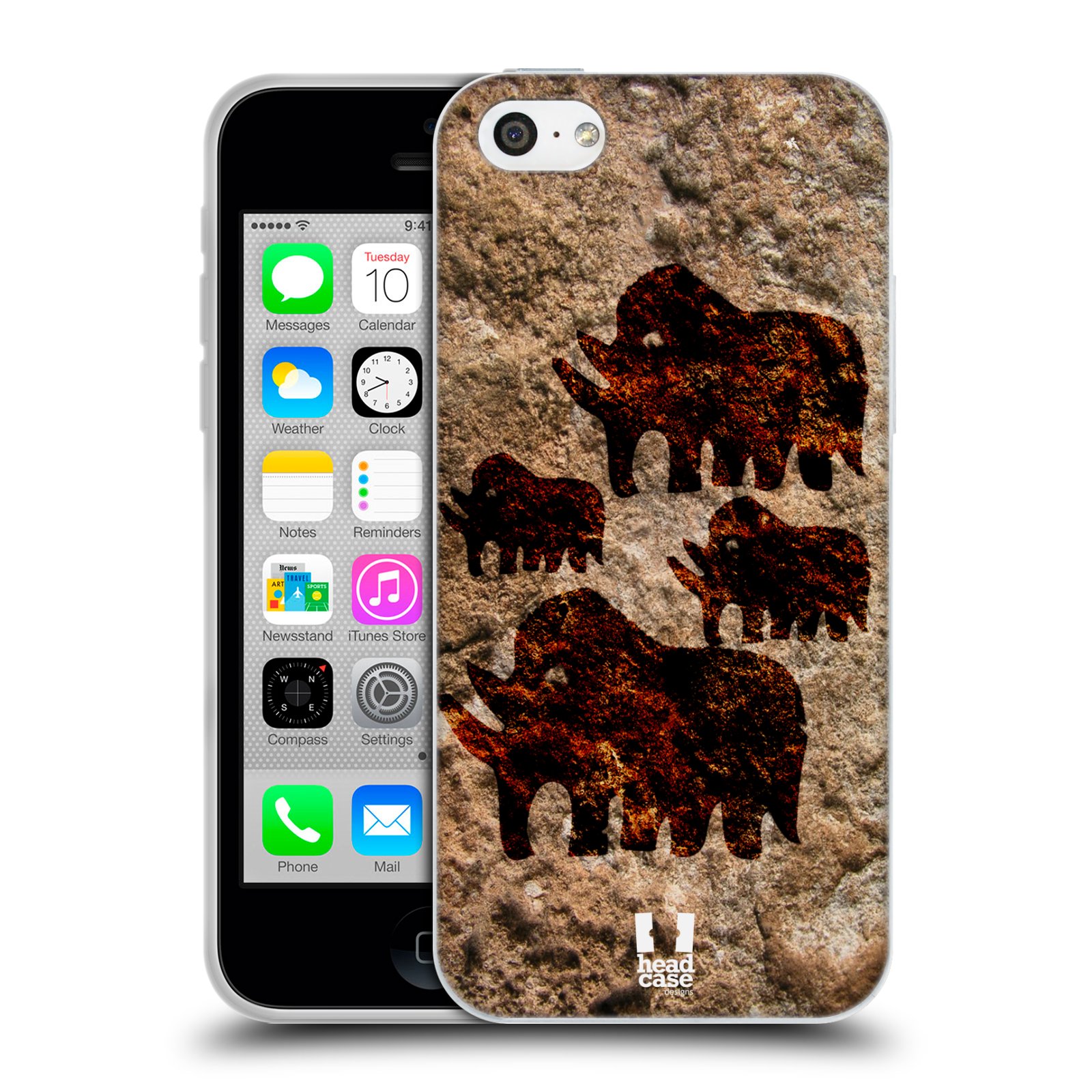 HEAD CASE silikonový obal na mobil Apple Iphone 5C vzor Pravěké malby MAMUT