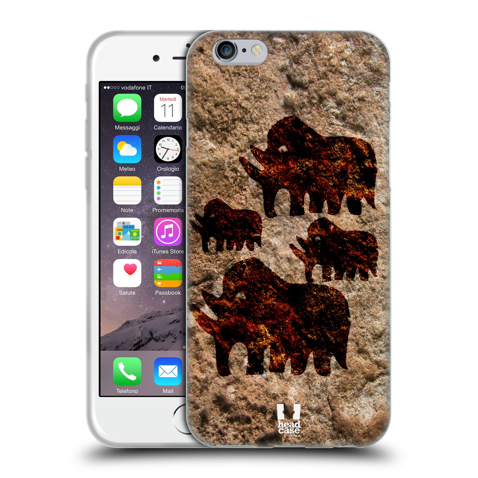 HEAD CASE silikonový obal na mobil Apple Iphone 6/6S vzor Pravěké malby MAMUT