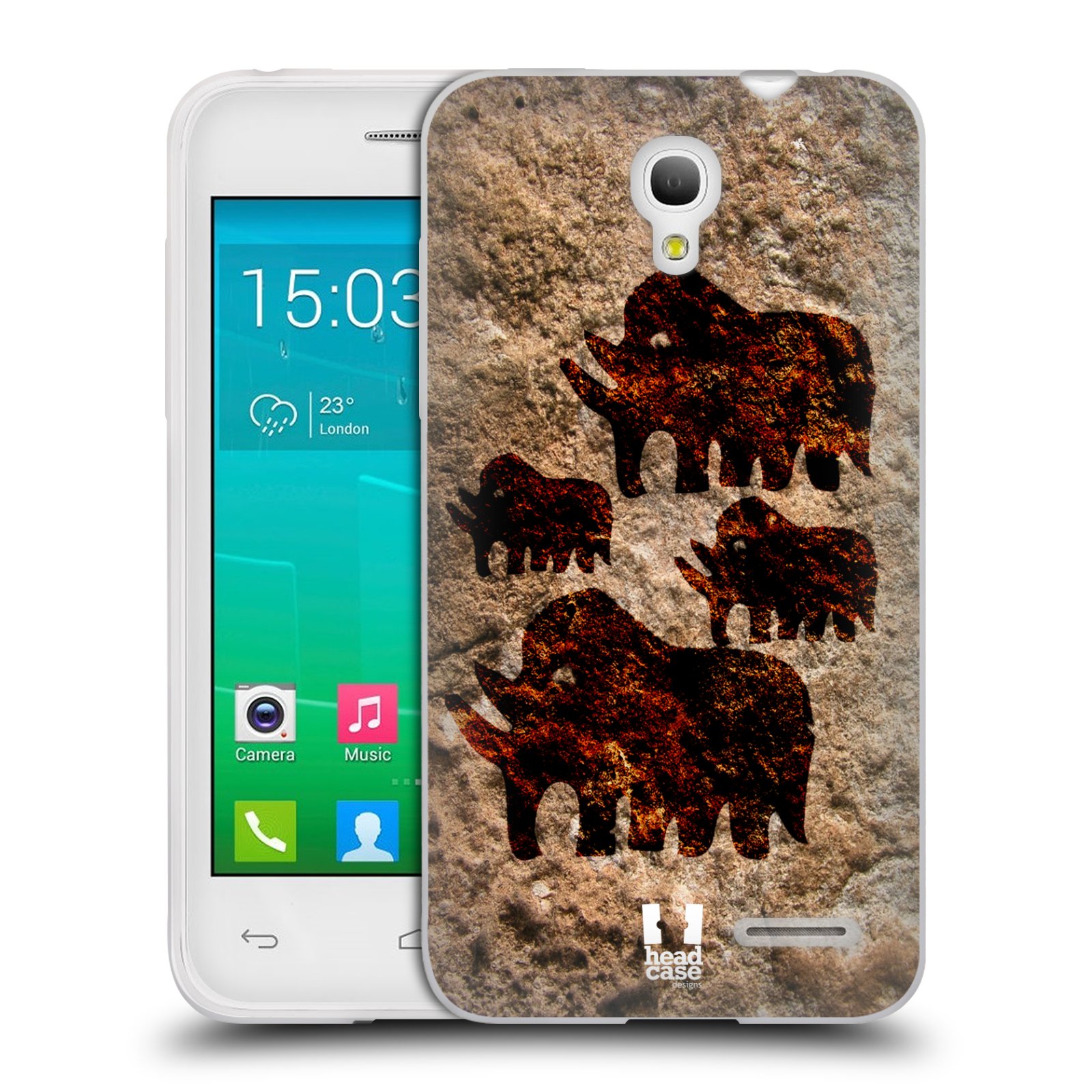 HEAD CASE silikonový obal na mobil Alcatel POP S3 OT-5050Y vzor Pravěké malby MAMUT