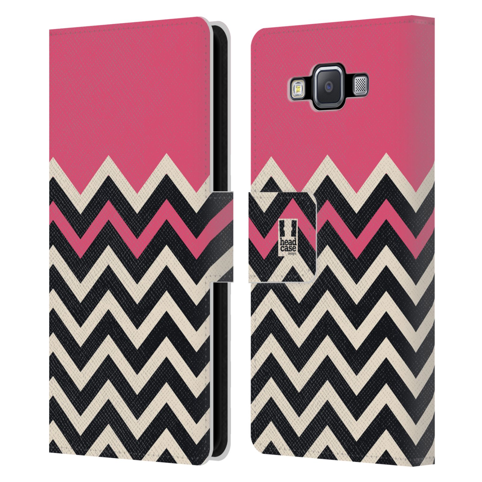 HEAD CASE Flipové pouzdro pro mobil Samsung Galaxy A5 Barevné šipky růžová a černá