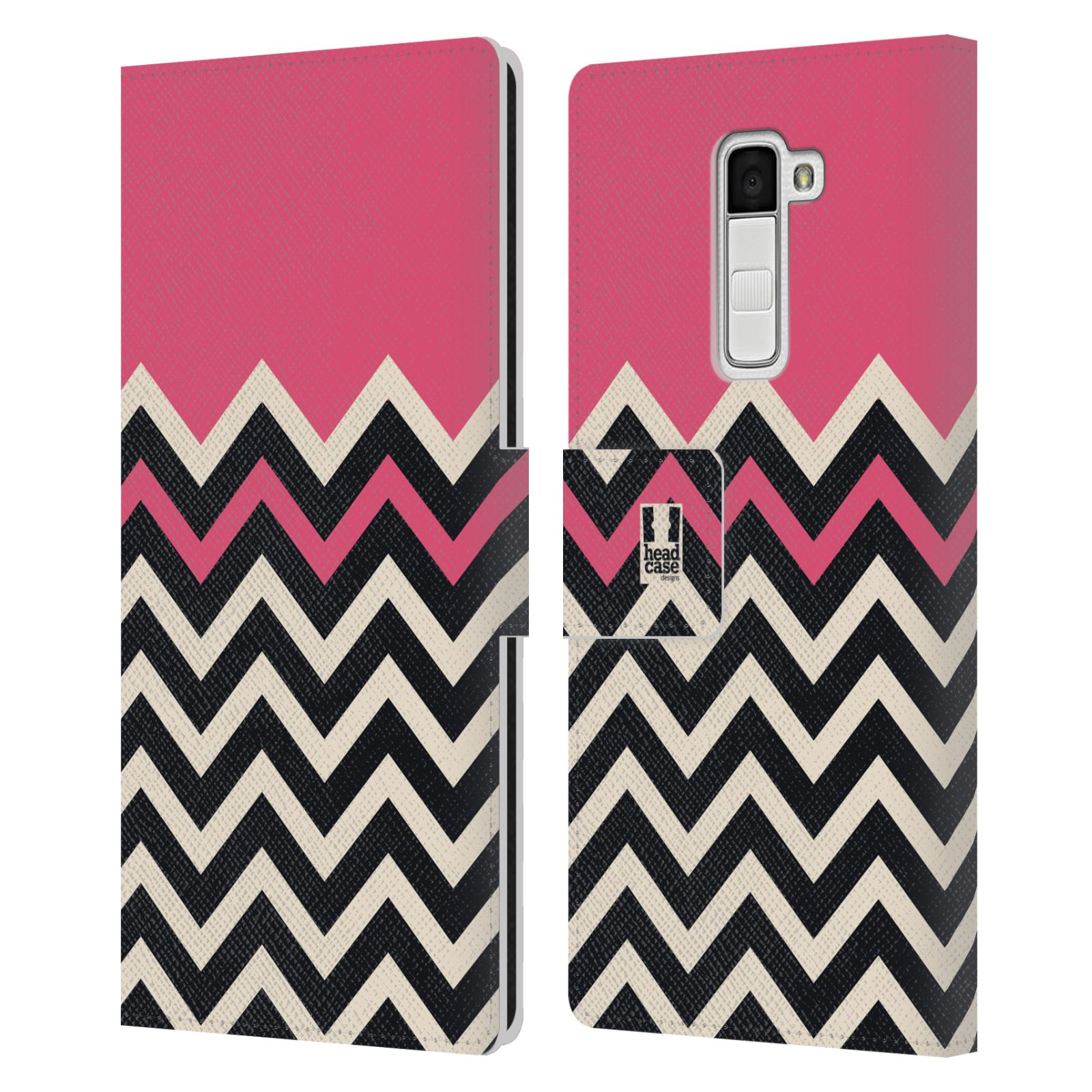 HEAD CASE Flipové pouzdro pro mobil LG K10 Barevné šipky růžová a černá