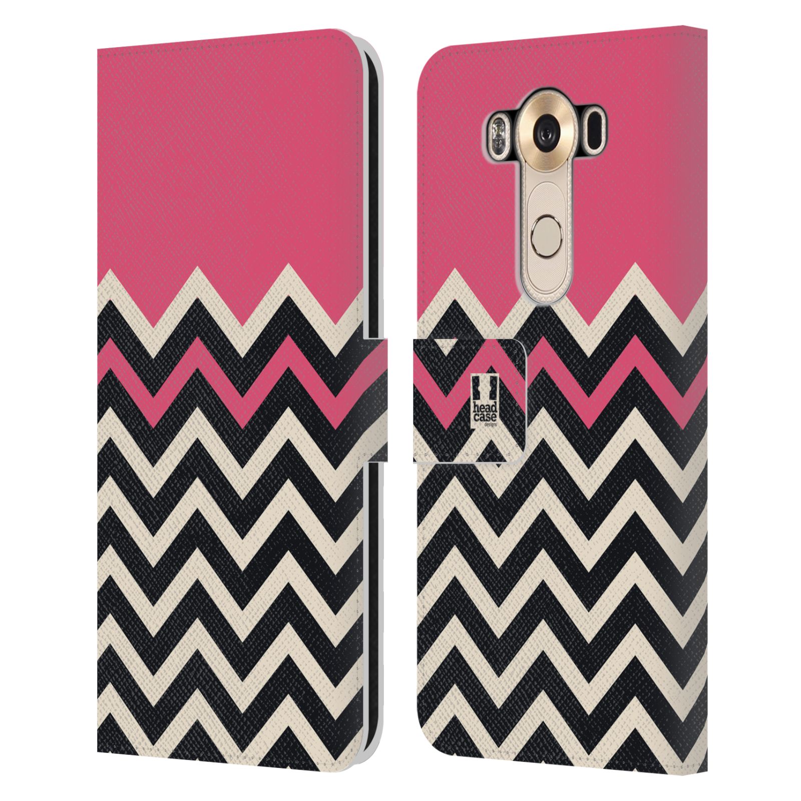 HEAD CASE Flipové pouzdro pro mobil LG V10 Barevné šipky růžová a černá