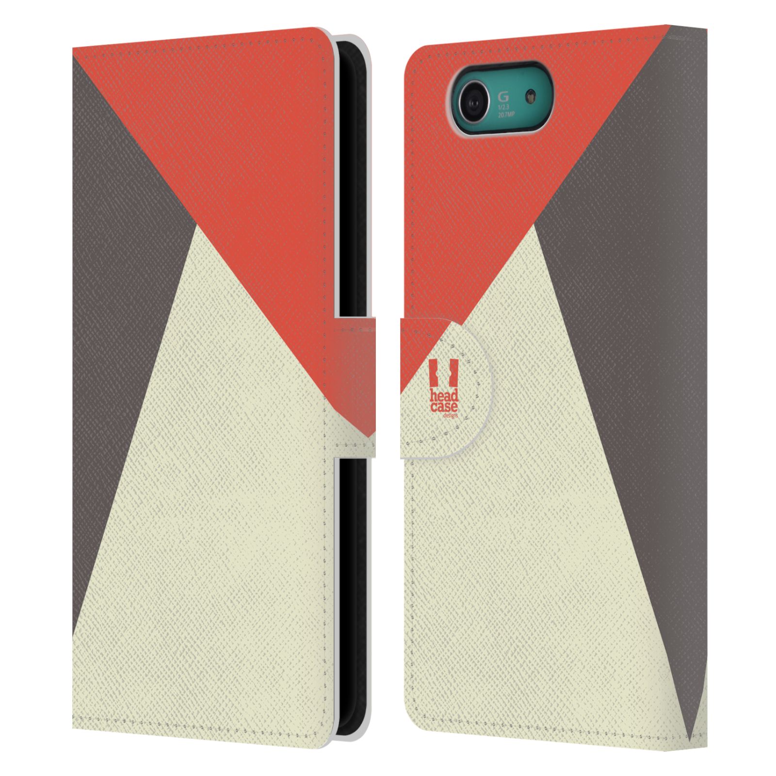 HEAD CASE Flipové pouzdro pro mobil SONY XPERIA Z3 COMPACT barevné tvary červená a šedá COOL