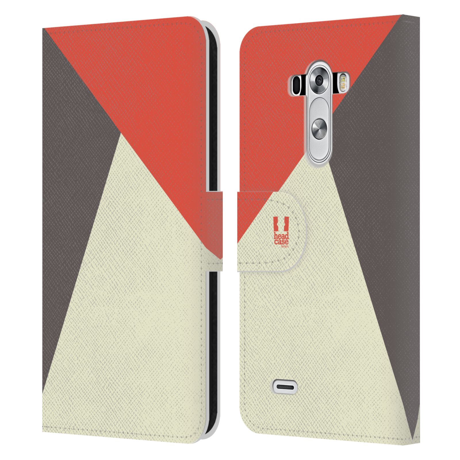 HEAD CASE Flipové pouzdro pro mobil LG G3 barevné tvary červená a šedá COOL
