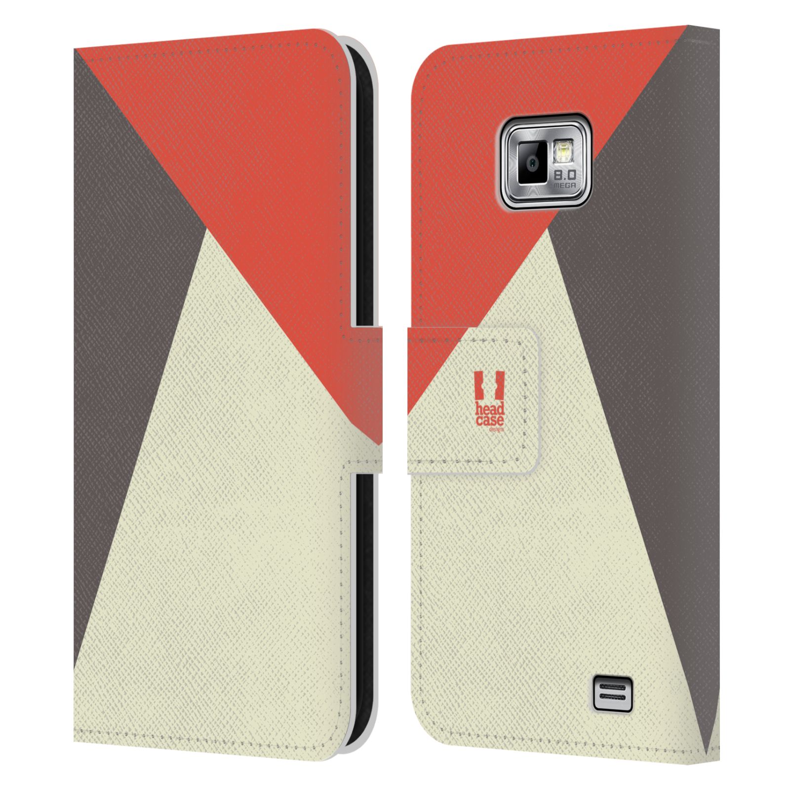 HEAD CASE Flipové pouzdro pro mobil Samsung Galaxy S2 i9100 barevné tvary červená a šedá COOL
