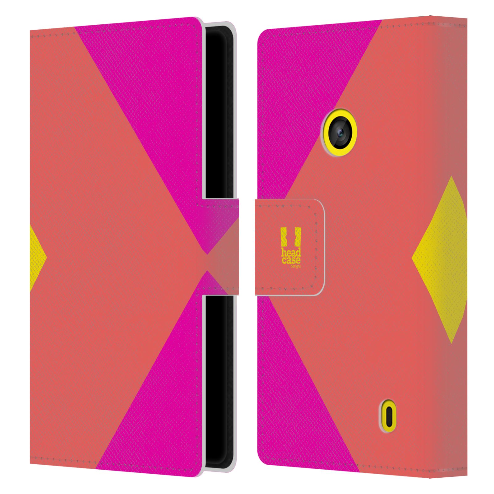 HEAD CASE Flipové pouzdro pro mobil Nokia LUMIA 520/525 barevné tvary růžová korál