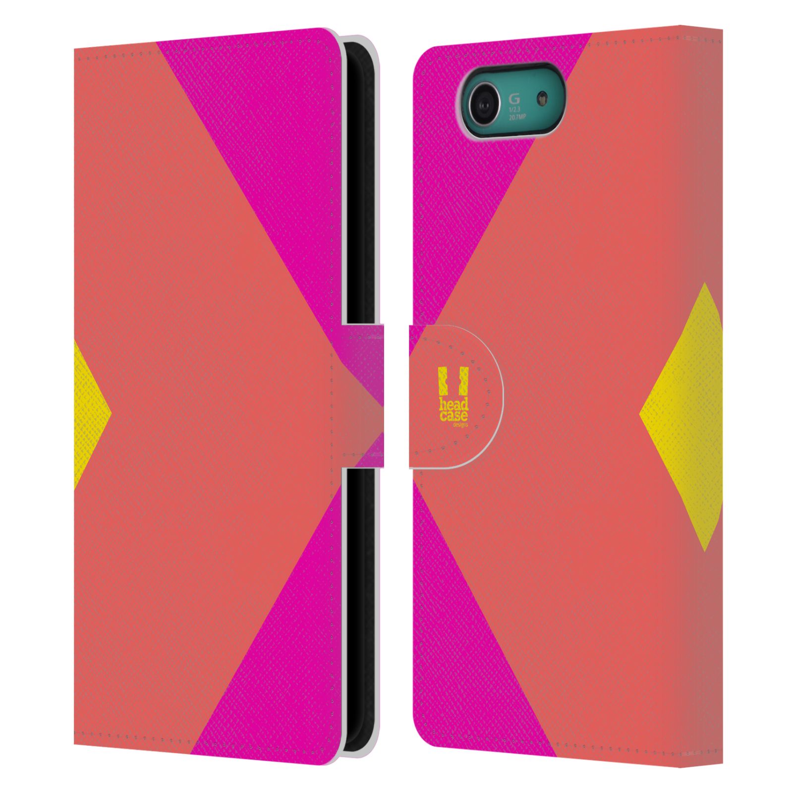HEAD CASE Flipové pouzdro pro mobil SONY XPERIA Z3 COMPACT barevné tvary růžová korál