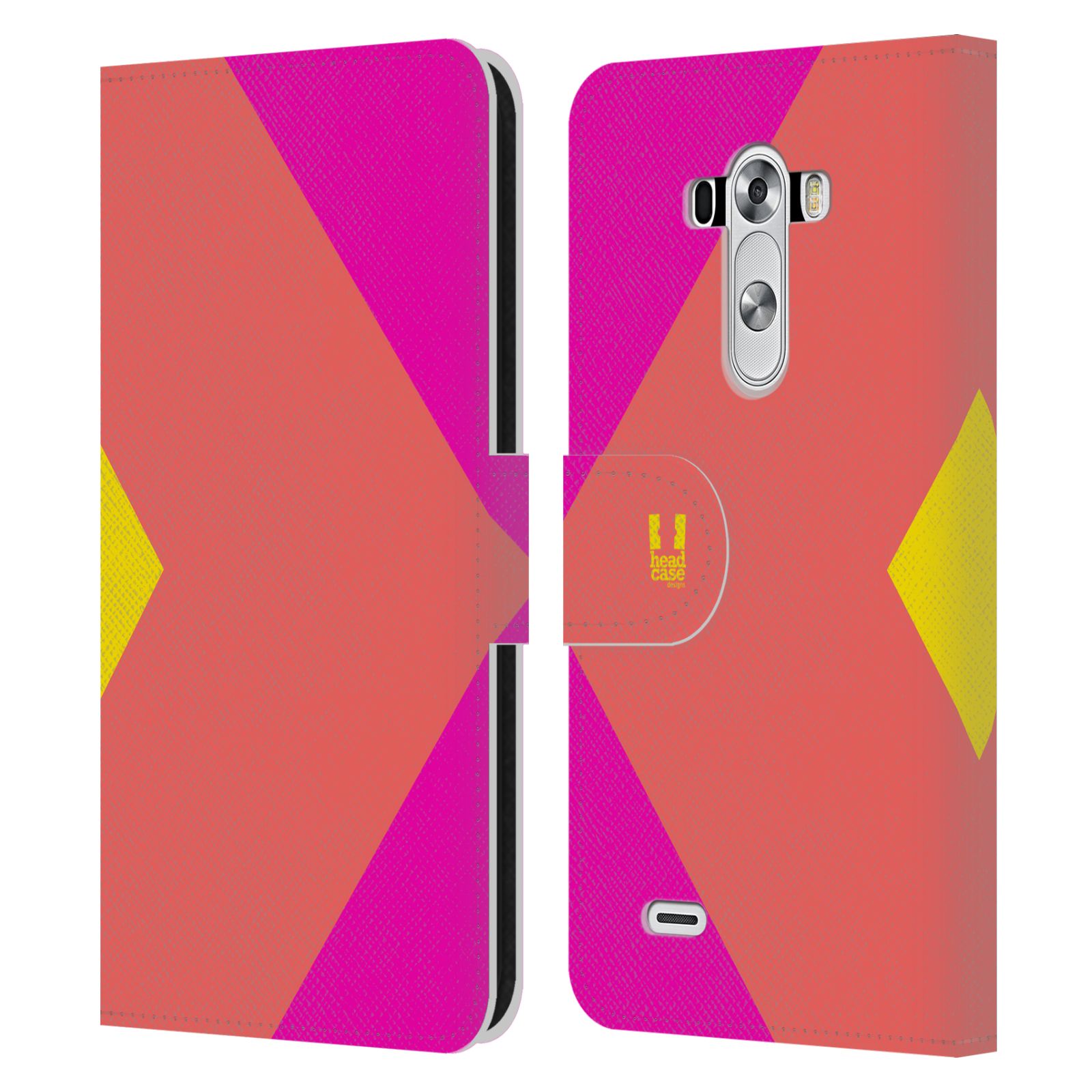 HEAD CASE Flipové pouzdro pro mobil LG G3 barevné tvary růžová korál