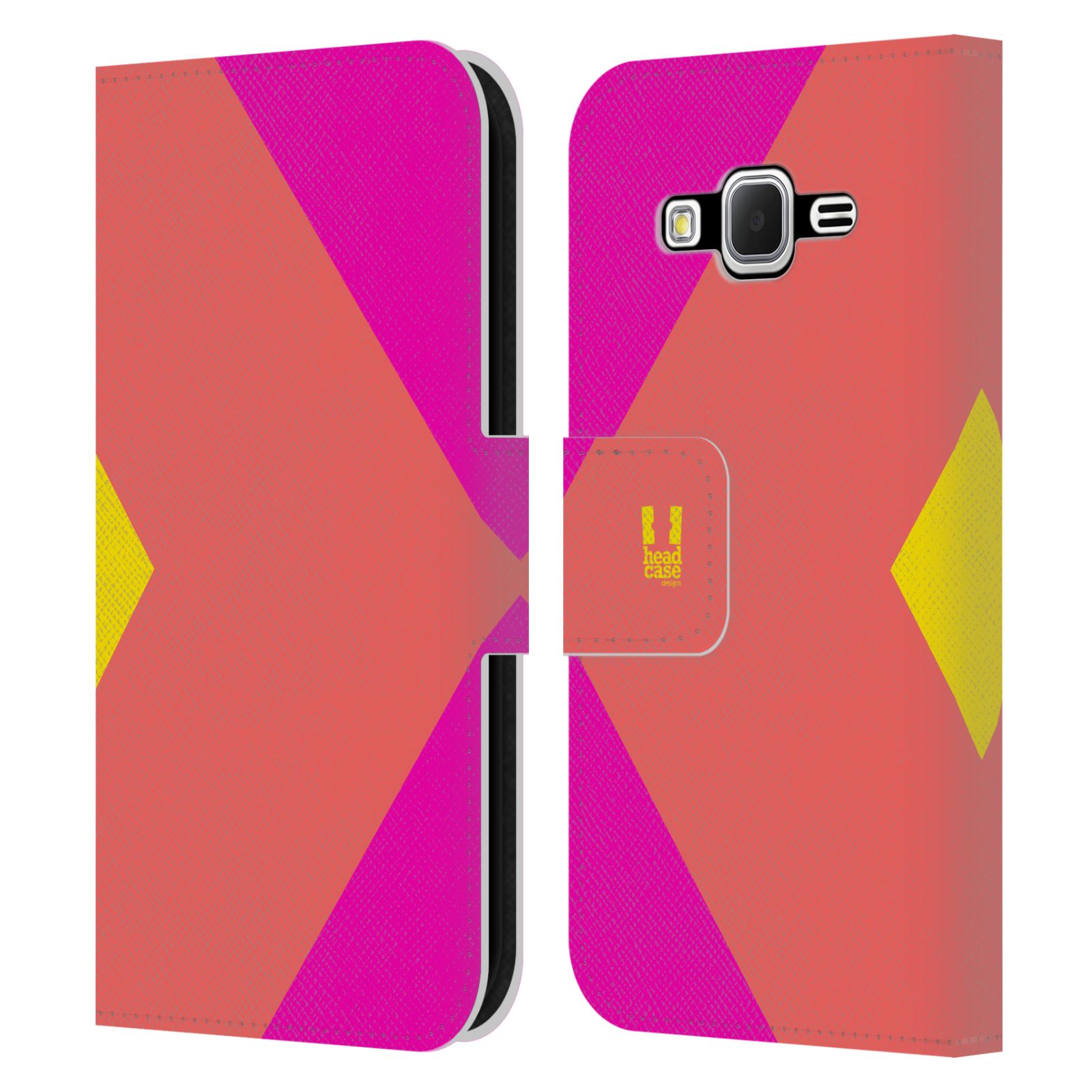HEAD CASE Flipové pouzdro pro mobil Samsung Galaxy Core Prime barevné tvary růžová korál