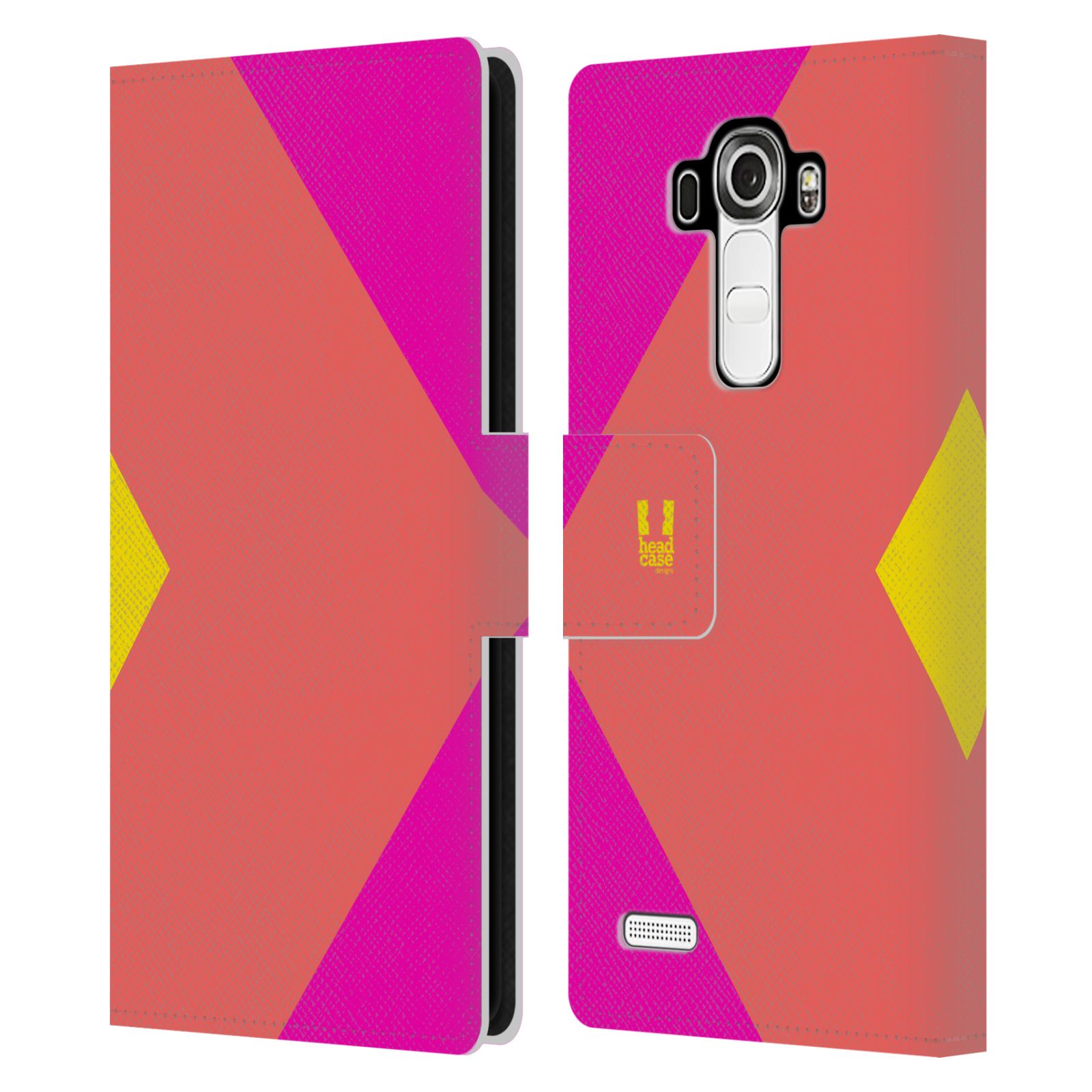 HEAD CASE Flipové pouzdro pro mobil LG G4 barevné tvary růžová korál