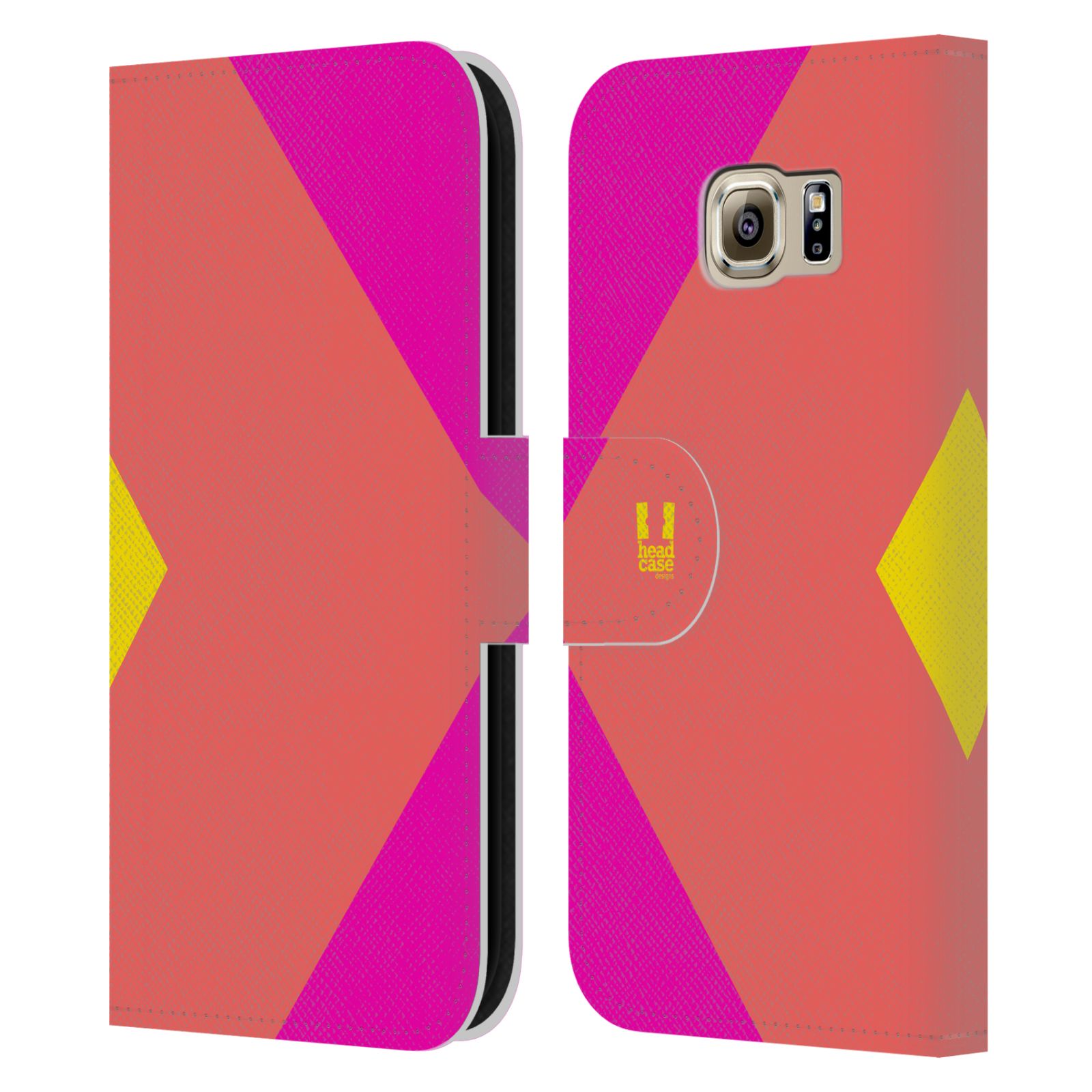 HEAD CASE Flipové pouzdro pro mobil Samsung Galaxy S6 barevné tvary růžová korál