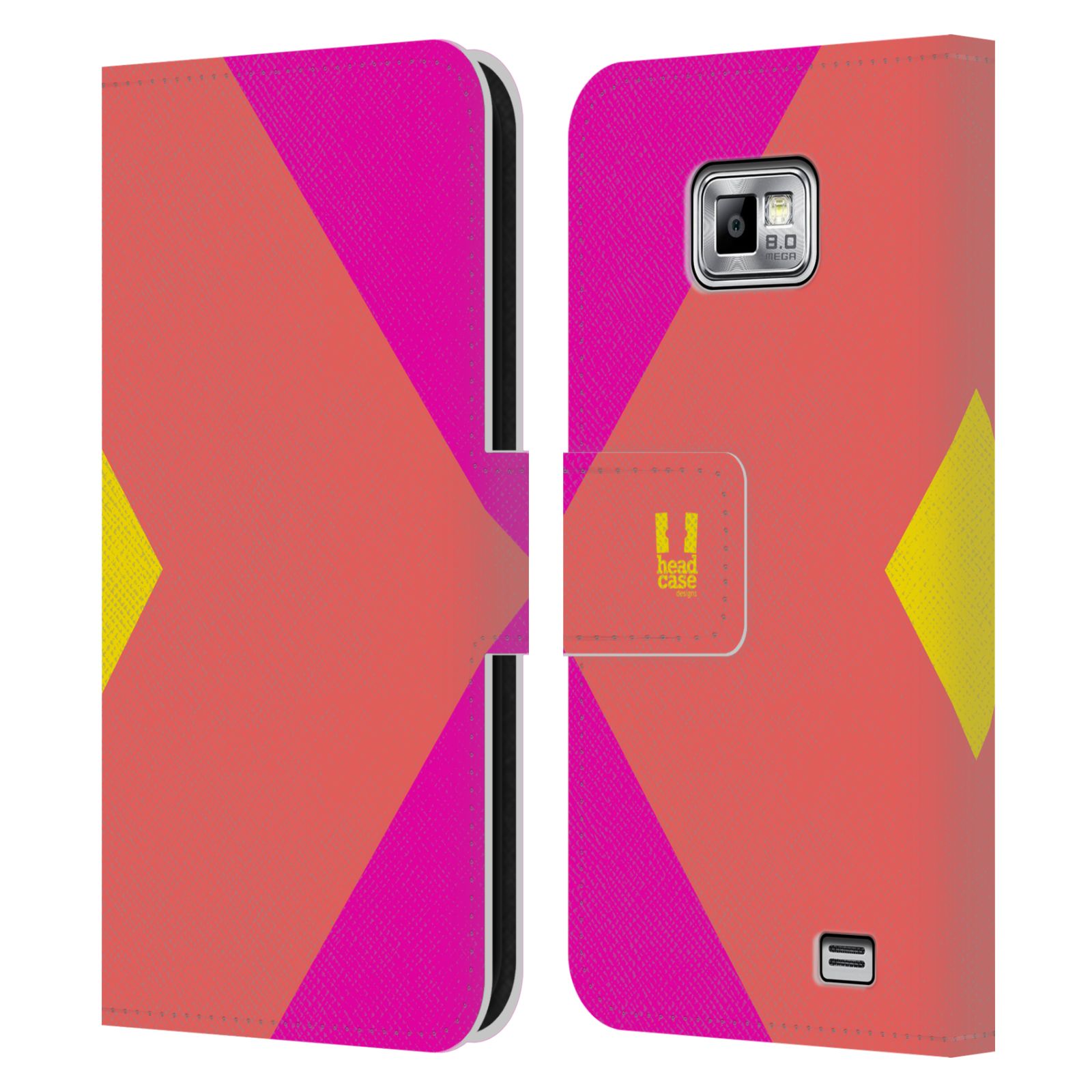 HEAD CASE Flipové pouzdro pro mobil Samsung Galaxy S2 i9100 barevné tvary růžová korál