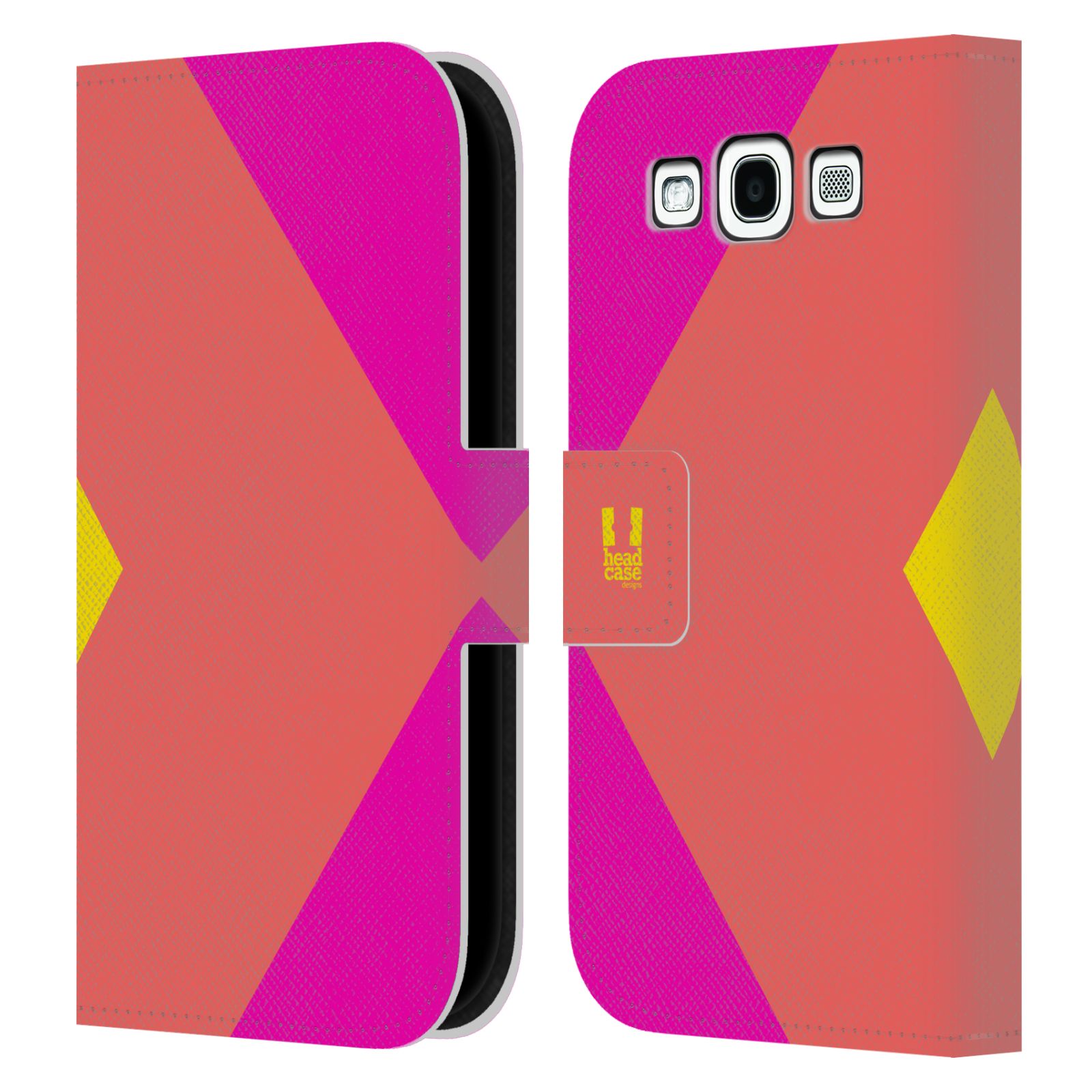 HEAD CASE Flipové pouzdro pro mobil Samsung Galaxy S3 I9300 barevné tvary růžová korál