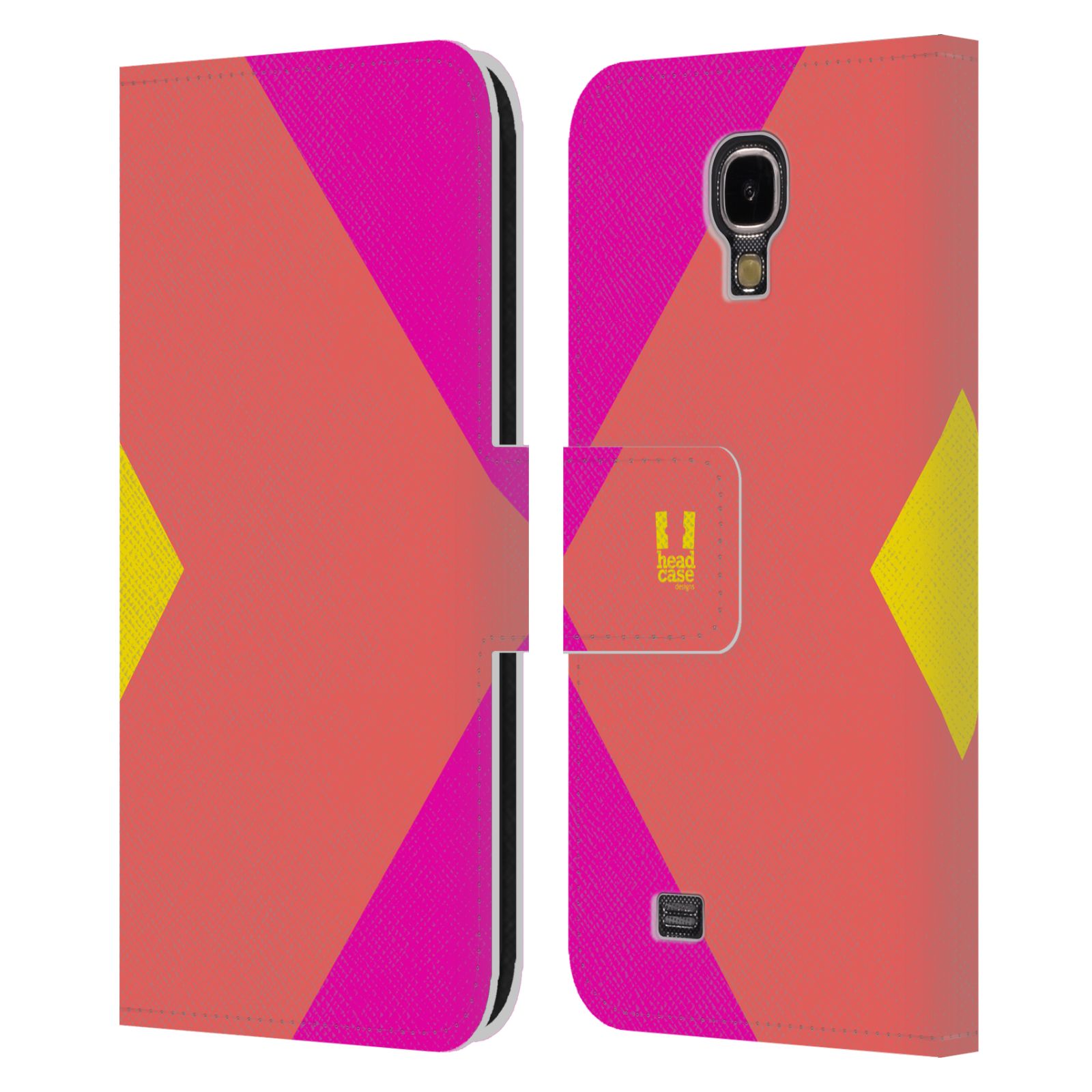 HEAD CASE Flipové pouzdro pro mobil Samsung Galaxy S4 I9500 barevné tvary růžová korál