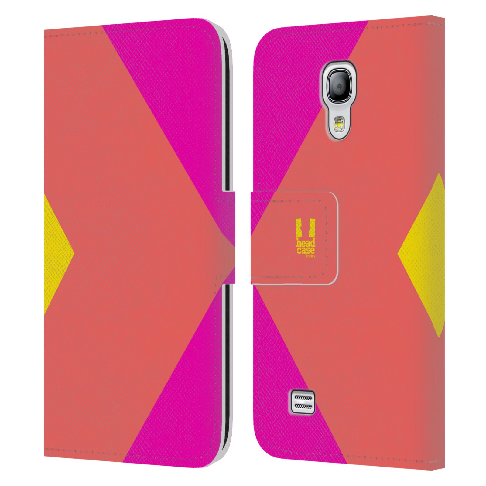 HEAD CASE Flipové pouzdro pro mobil Samsung Galaxy S4 MINI barevné tvary růžová korál