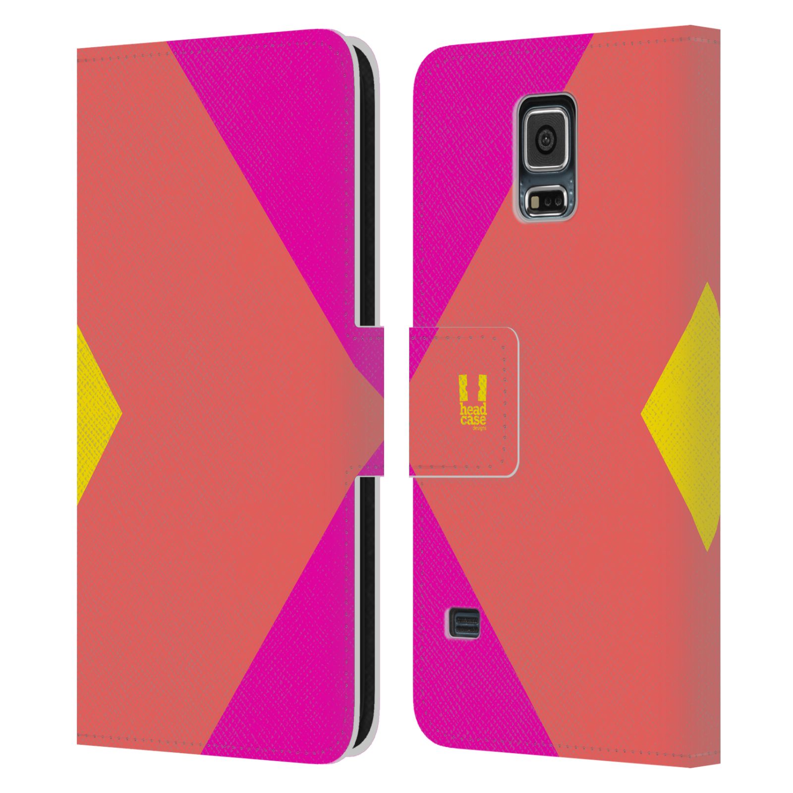 HEAD CASE Flipové pouzdro pro mobil Samsung Galaxy S5 barevné tvary růžová korál