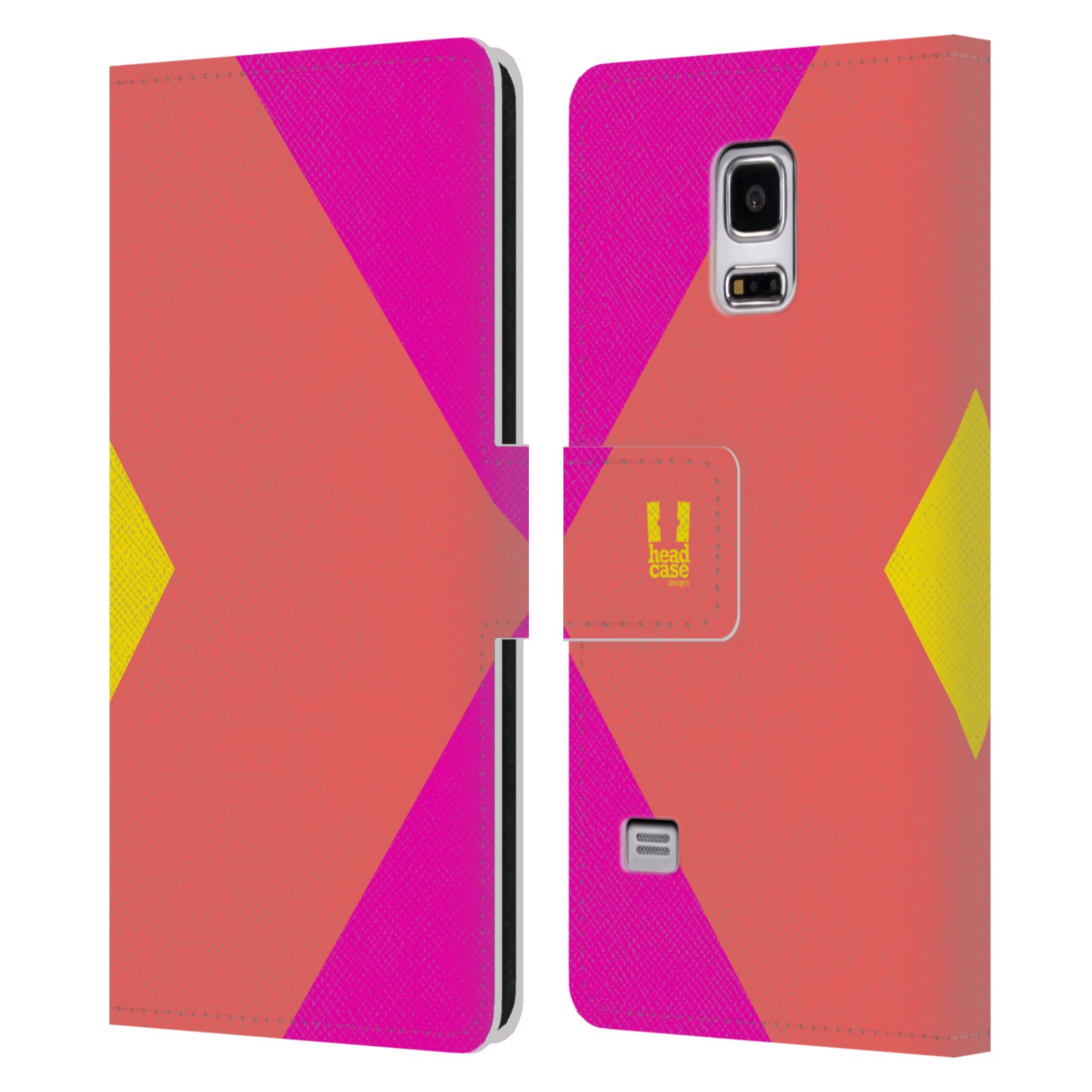 HEAD CASE Flipové pouzdro pro mobil Samsung Galaxy S5 MINI barevné tvary růžová korál