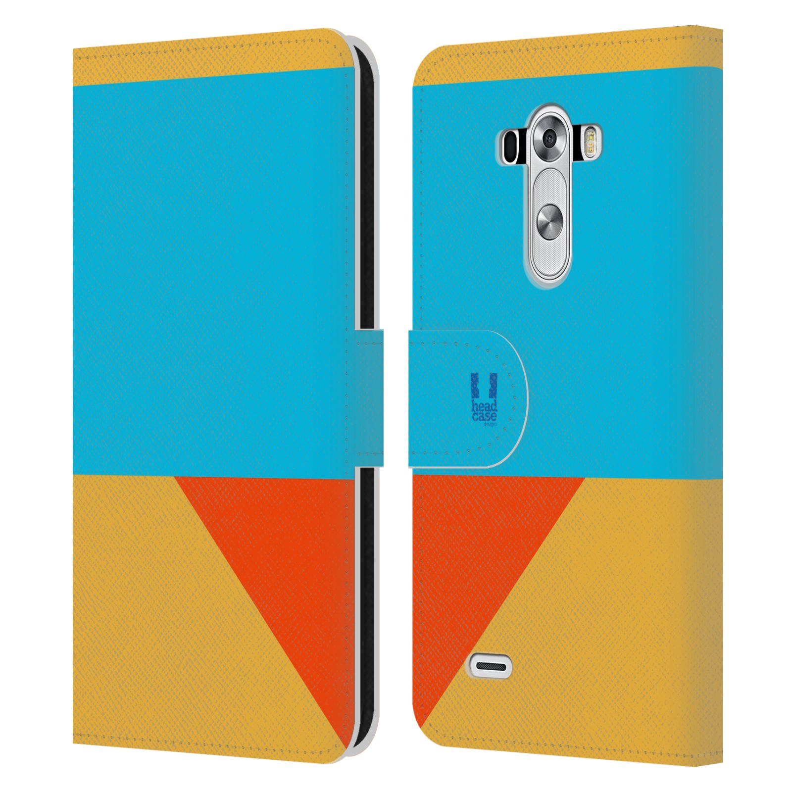 HEAD CASE Flipové pouzdro pro mobil LG G3 barevné tvary béžová a modrá DAY WEAR