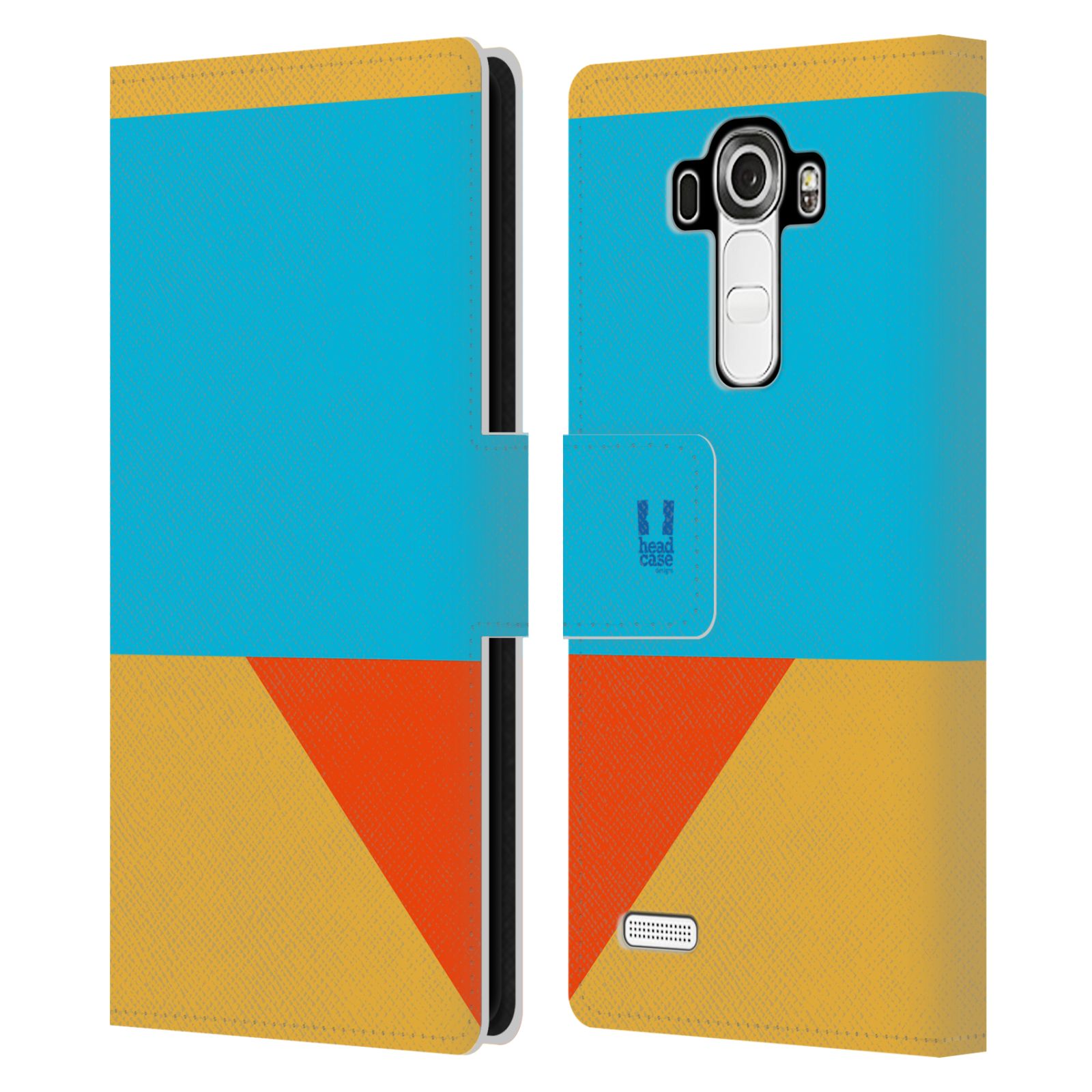 HEAD CASE Flipové pouzdro pro mobil LG G4 barevné tvary béžová a modrá DAY WEAR