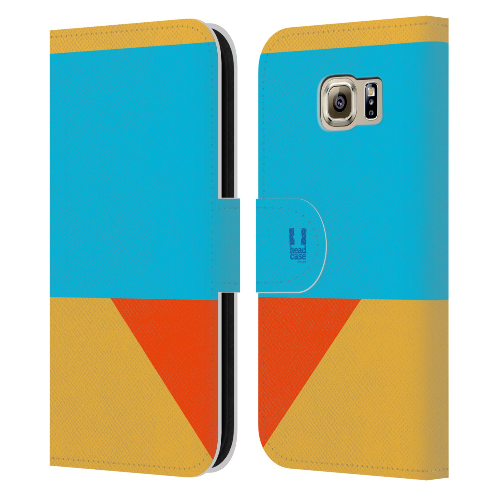 HEAD CASE Flipové pouzdro pro mobil Samsung Galaxy S6 barevné tvary béžová a modrá DAY WEAR