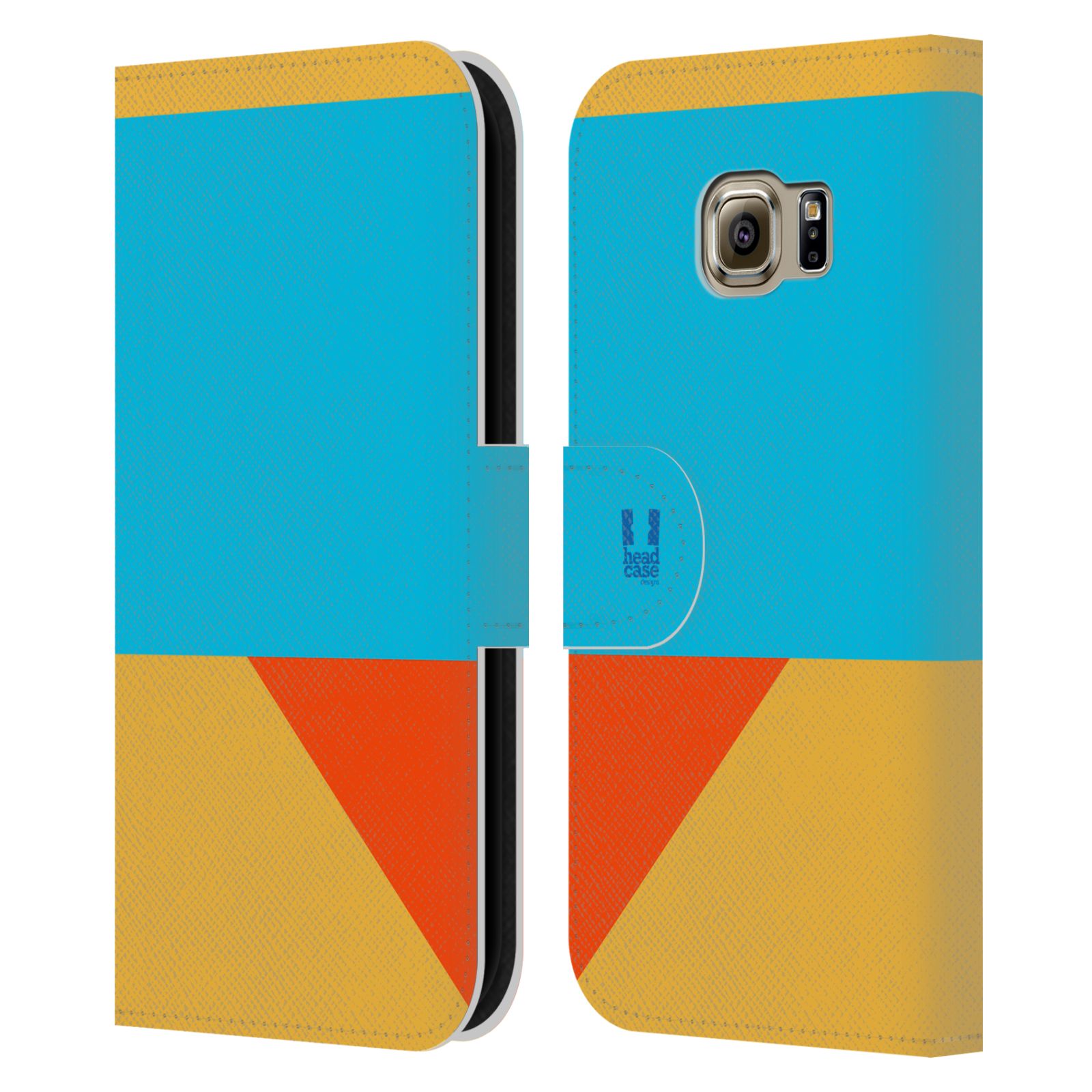 HEAD CASE Flipové pouzdro pro mobil Samsung Galaxy S6 EDGE barevné tvary béžová a modrá DAY WEAR