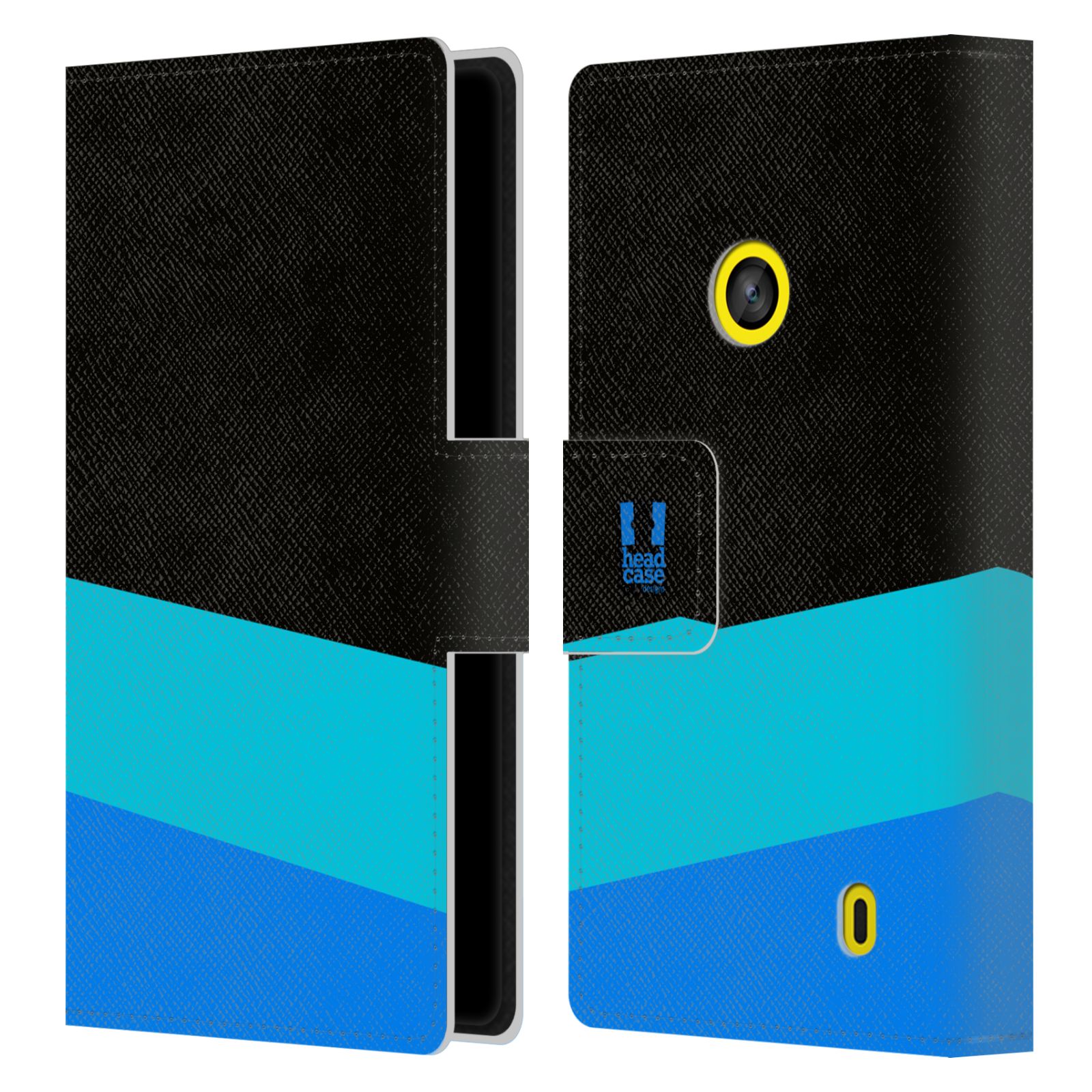 HEAD CASE Flipové pouzdro pro mobil Nokia LUMIA 520/525 barevné tvary modrá a černá FORMAL