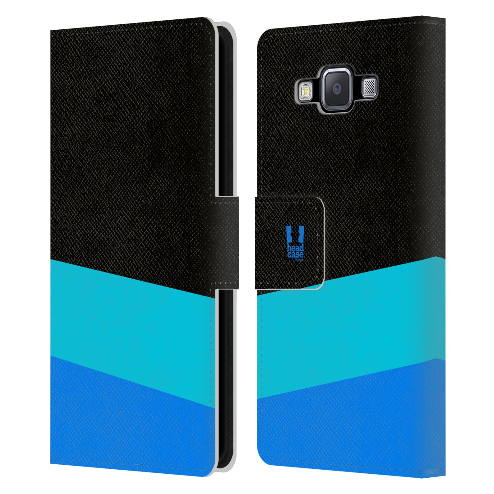 HEAD CASE Flipové pouzdro pro mobil Samsung Galaxy A5 barevné tvary modrá a černá FORMAL