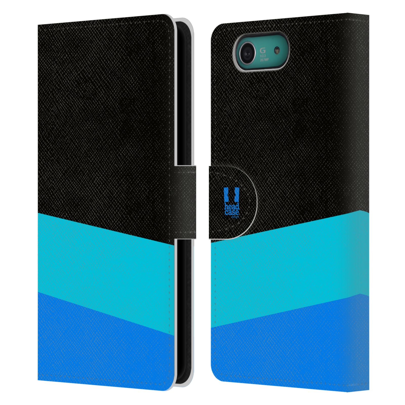 HEAD CASE Flipové pouzdro pro mobil SONY XPERIA Z3 COMPACT barevné tvary modrá a černá FORMAL