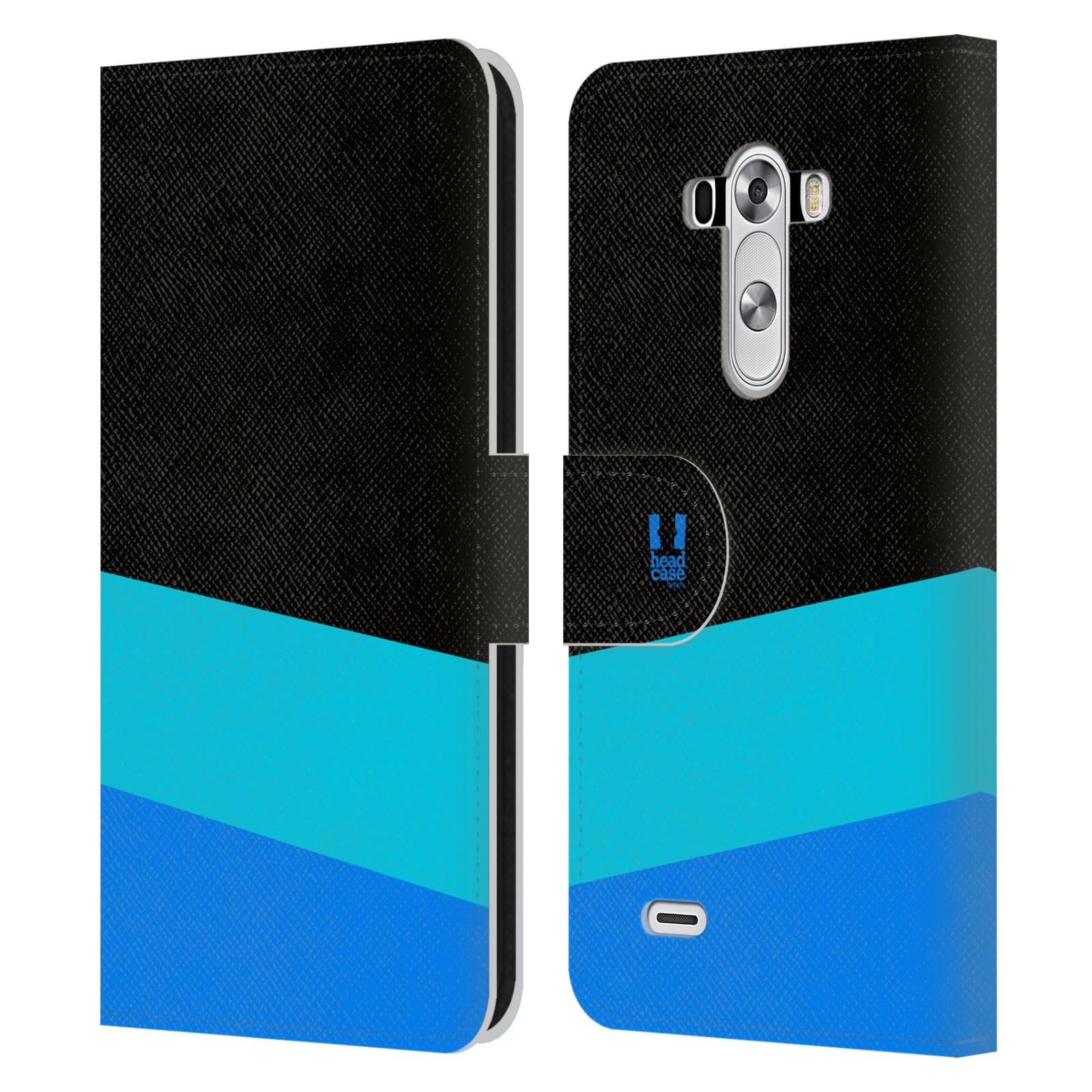 HEAD CASE Flipové pouzdro pro mobil LG G3 barevné tvary modrá a černá FORMAL