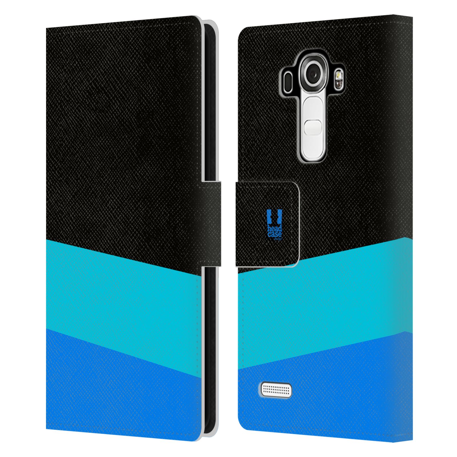 HEAD CASE Flipové pouzdro pro mobil LG G4 barevné tvary modrá a černá FORMAL