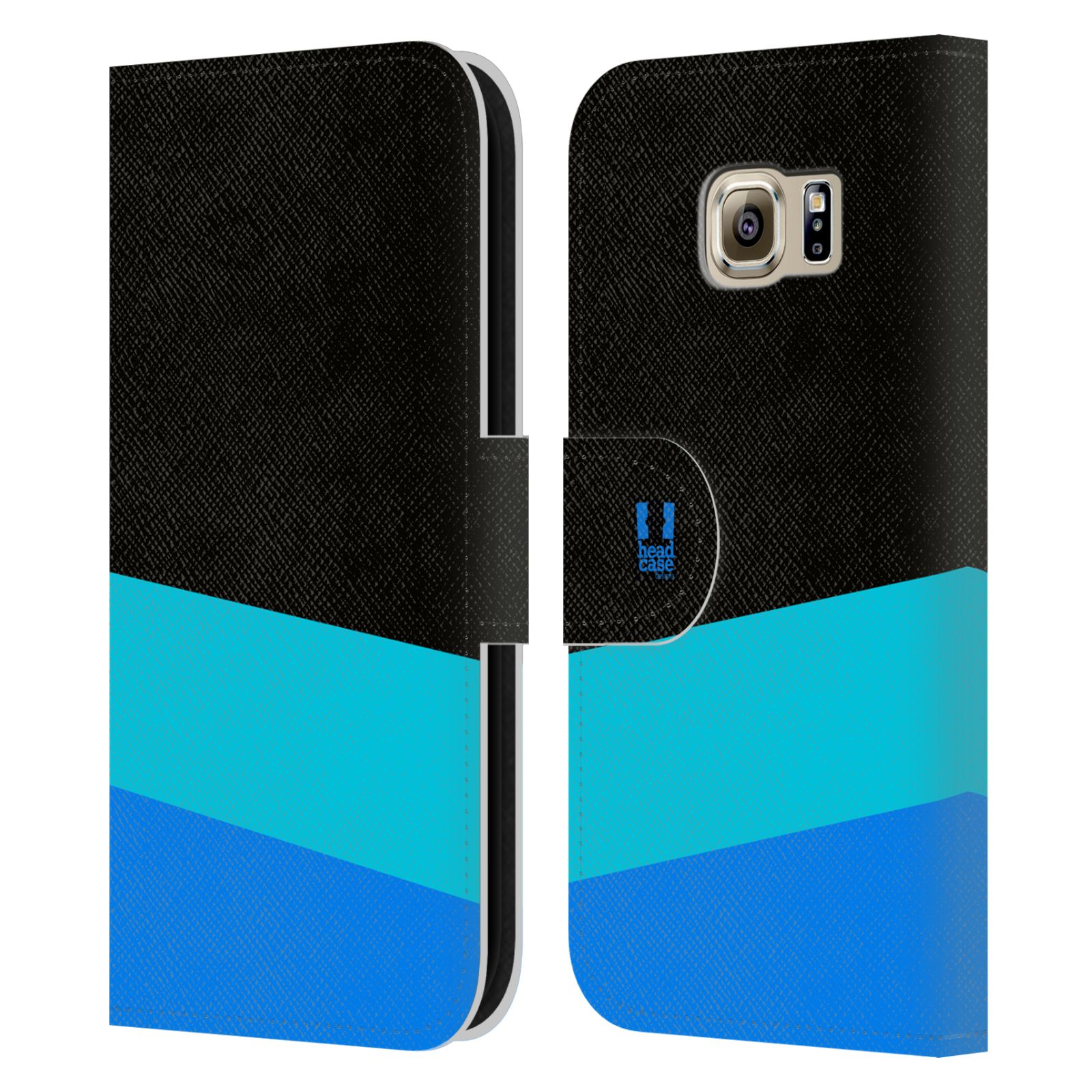 HEAD CASE Flipové pouzdro pro mobil Samsung Galaxy S6 barevné tvary modrá a černá FORMAL