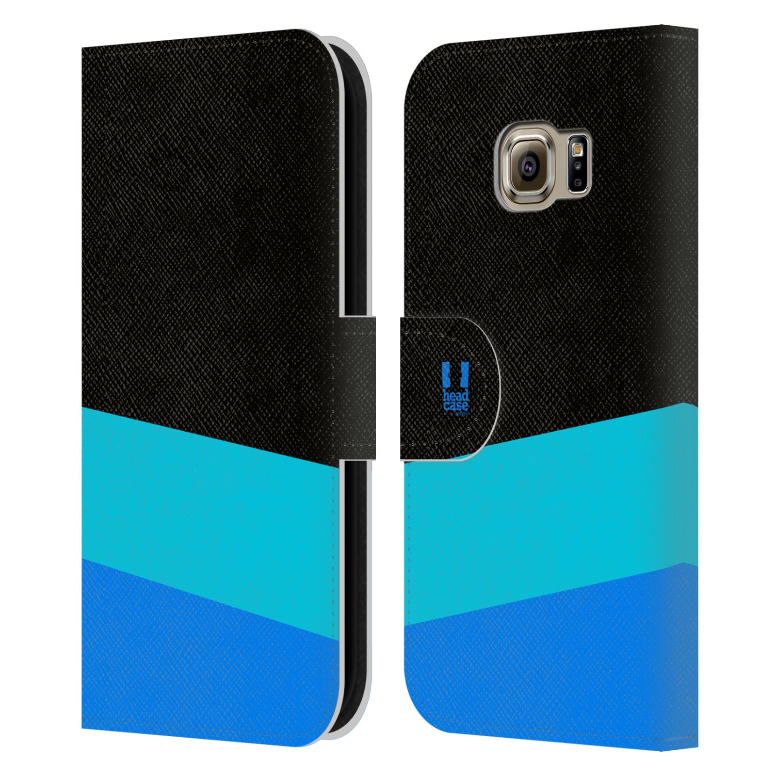 HEAD CASE Flipové pouzdro pro mobil Samsung Galaxy S6 EDGE barevné tvary modrá a černá FORMAL