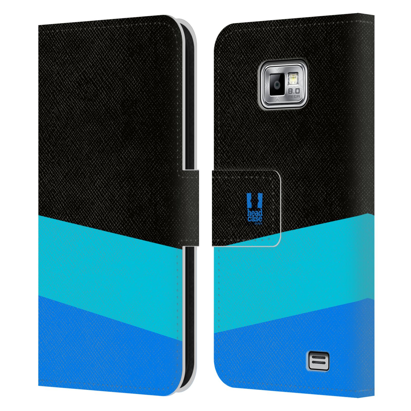 HEAD CASE Flipové pouzdro pro mobil Samsung Galaxy S2 i9100 barevné tvary modrá a černá FORMAL