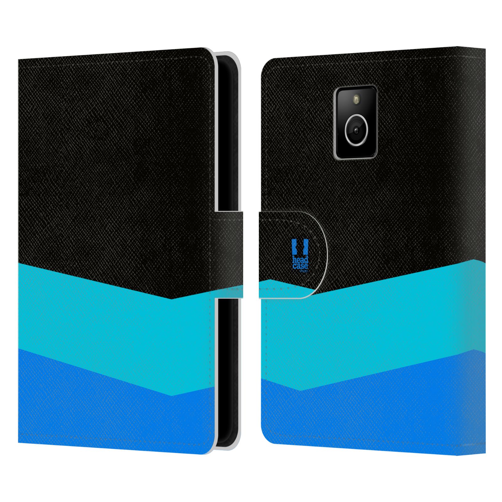 HEAD CASE Flipové pouzdro pro mobil Blackberry PASSPORT barevné tvary modrá a černá FORMAL