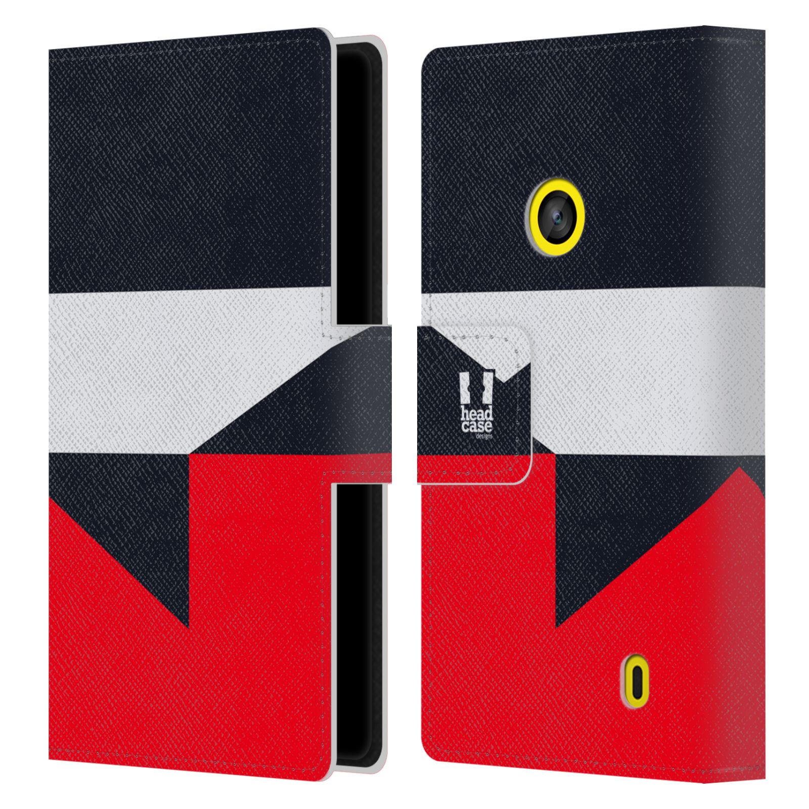 HEAD CASE Flipové pouzdro pro mobil Nokia LUMIA 520/525 barevné tvary černá a červená gejša