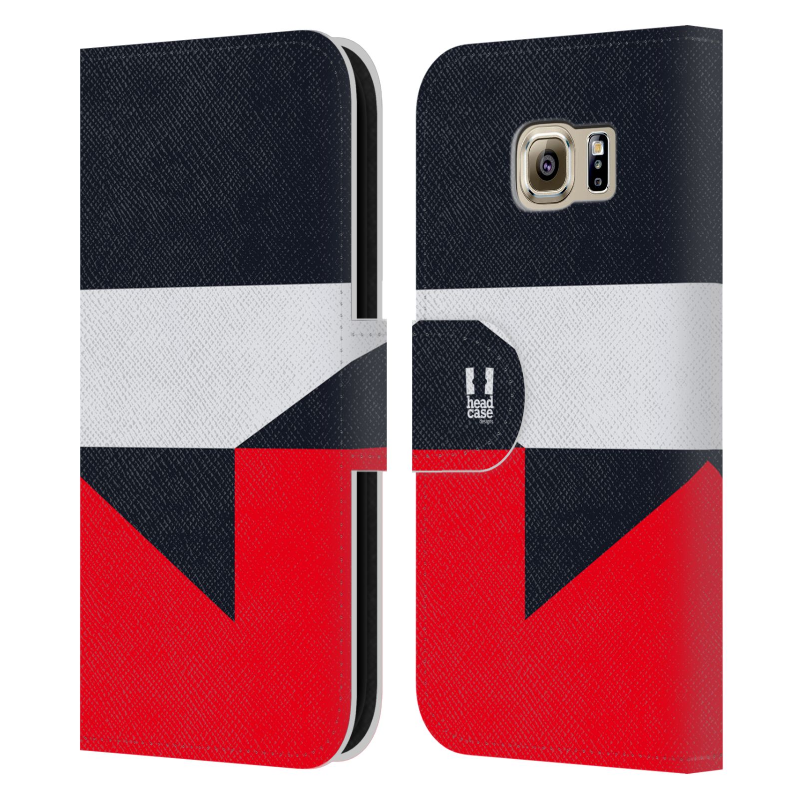 HEAD CASE Flipové pouzdro pro mobil Samsung Galaxy S6 barevné tvary černá a červená gejša