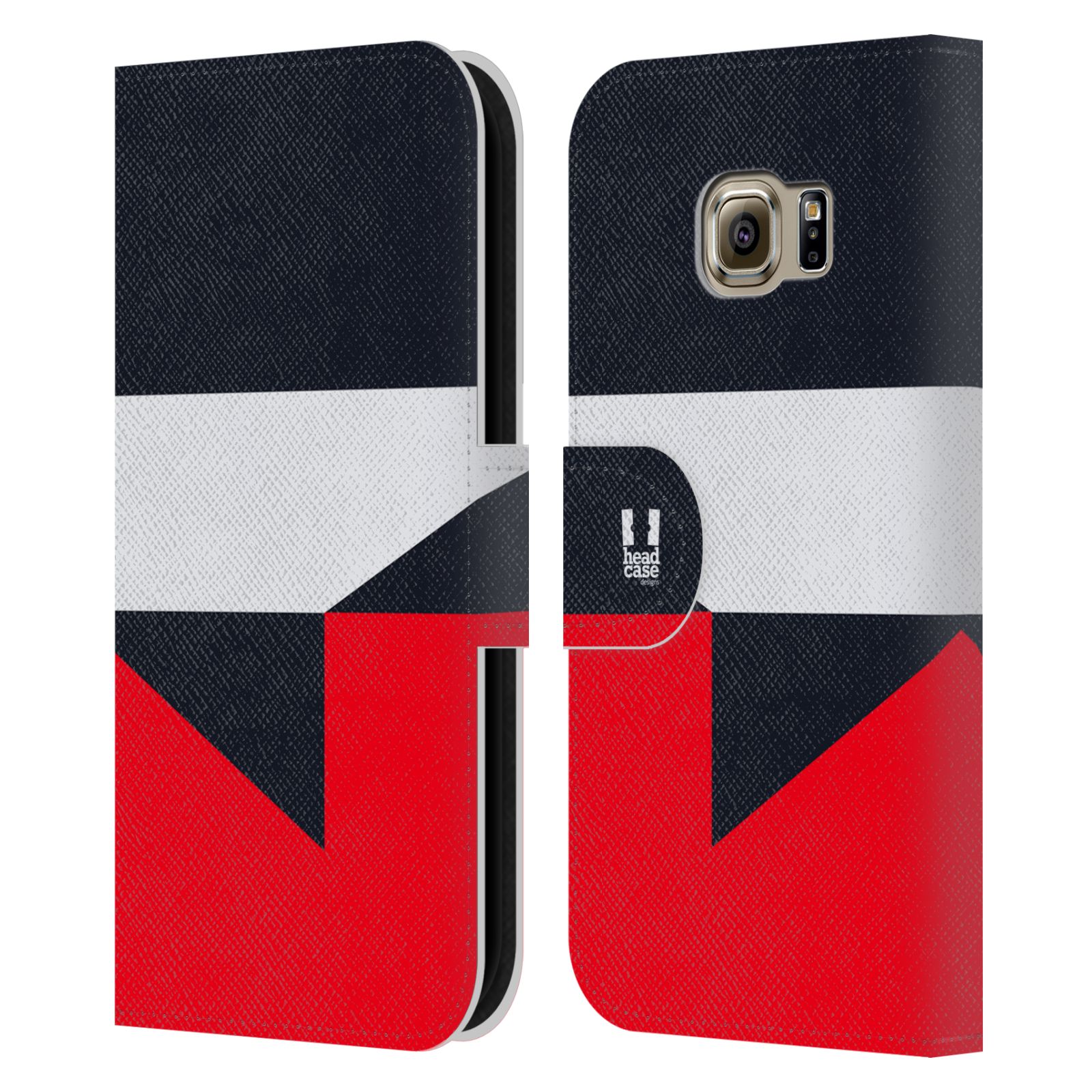 HEAD CASE Flipové pouzdro pro mobil Samsung Galaxy S6 EDGE barevné tvary černá a červená gejša