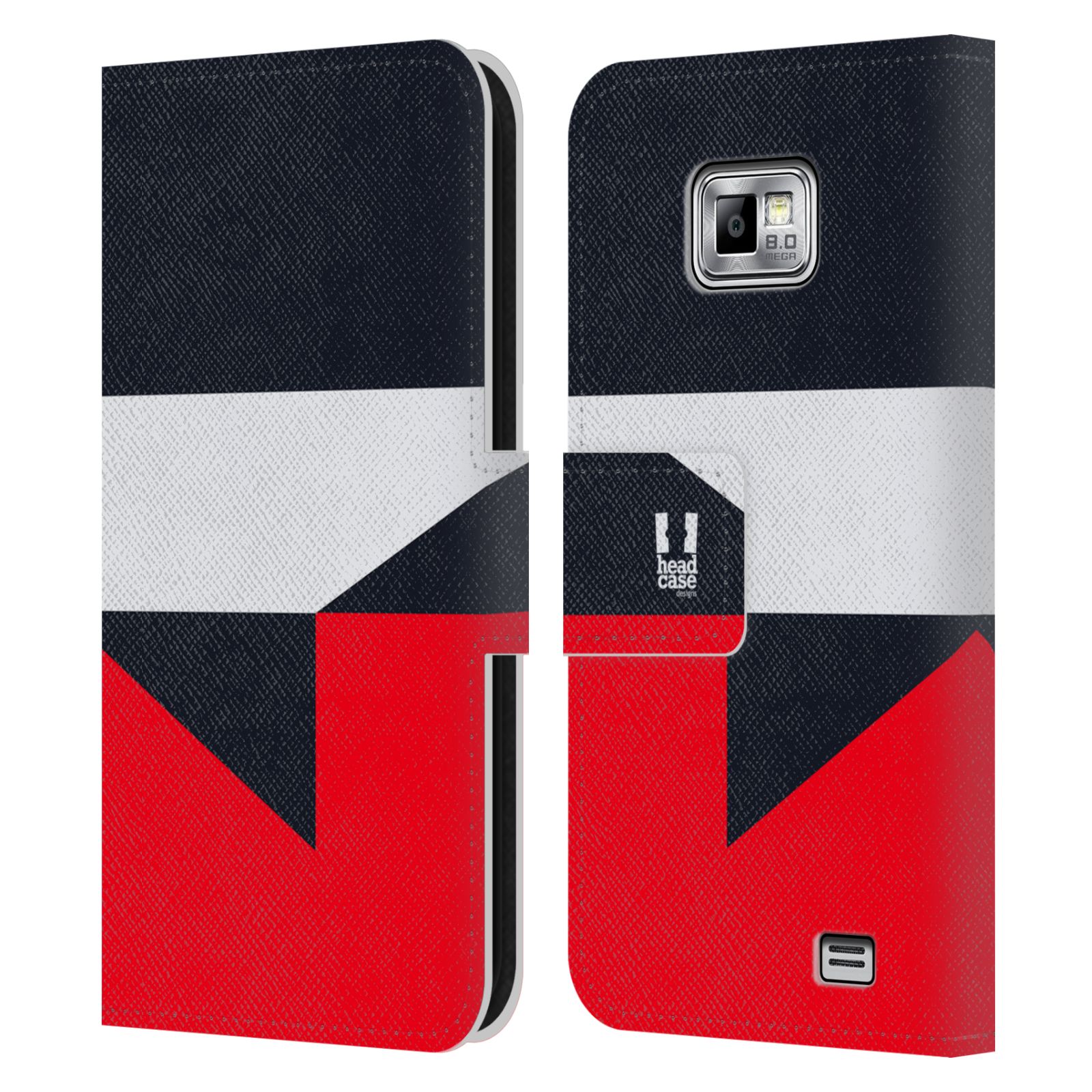 HEAD CASE Flipové pouzdro pro mobil Samsung Galaxy S2 i9100 barevné tvary černá a červená gejša