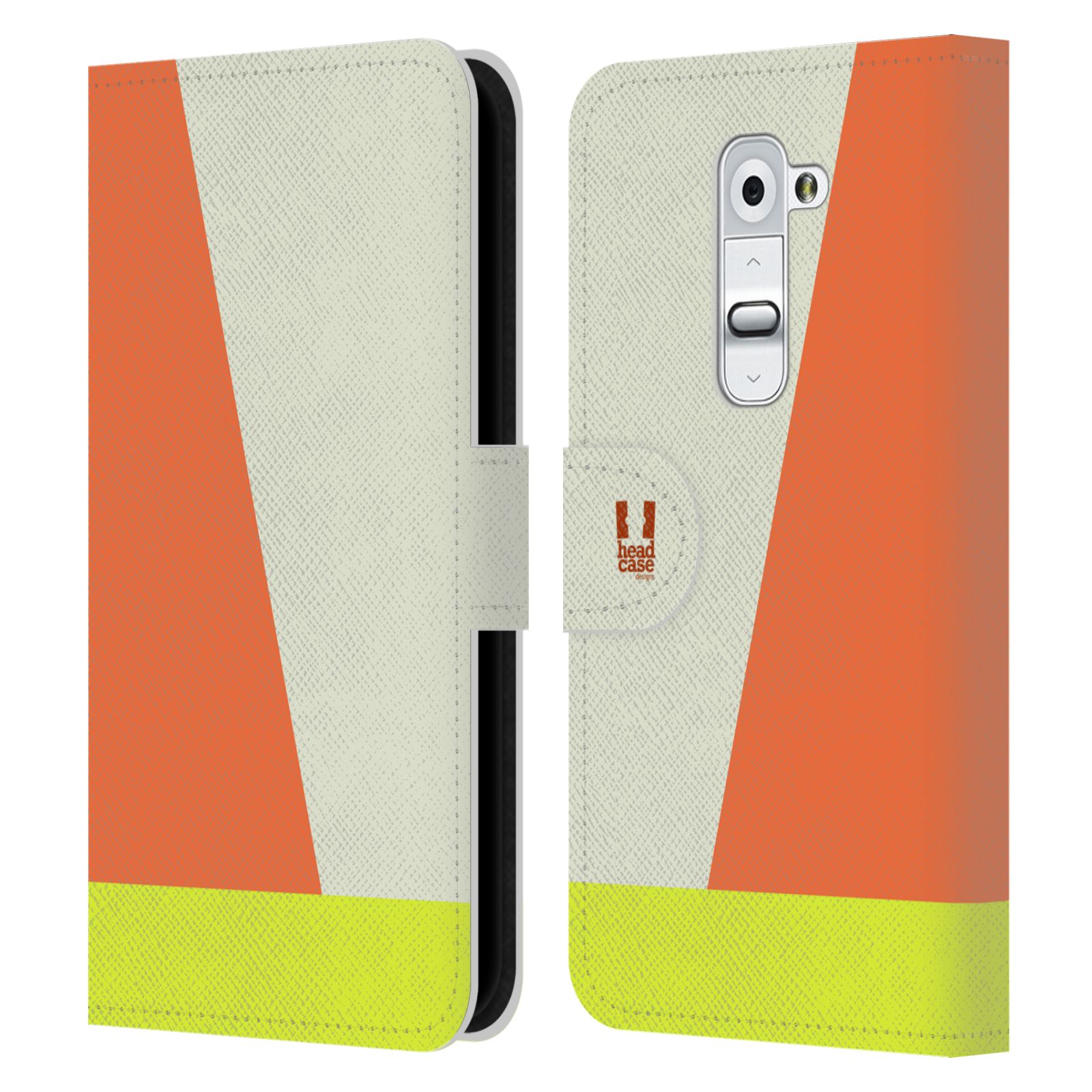 HEAD CASE Flipové pouzdro pro mobil LG G2 barevné tvary slonová kost