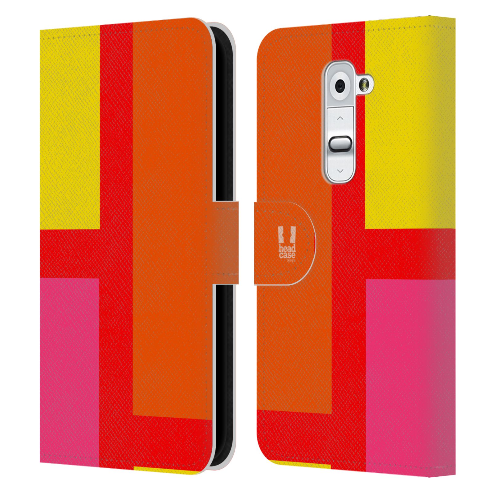 HEAD CASE Flipové pouzdro pro mobil LG G2 barevné tvary oranžová ulice