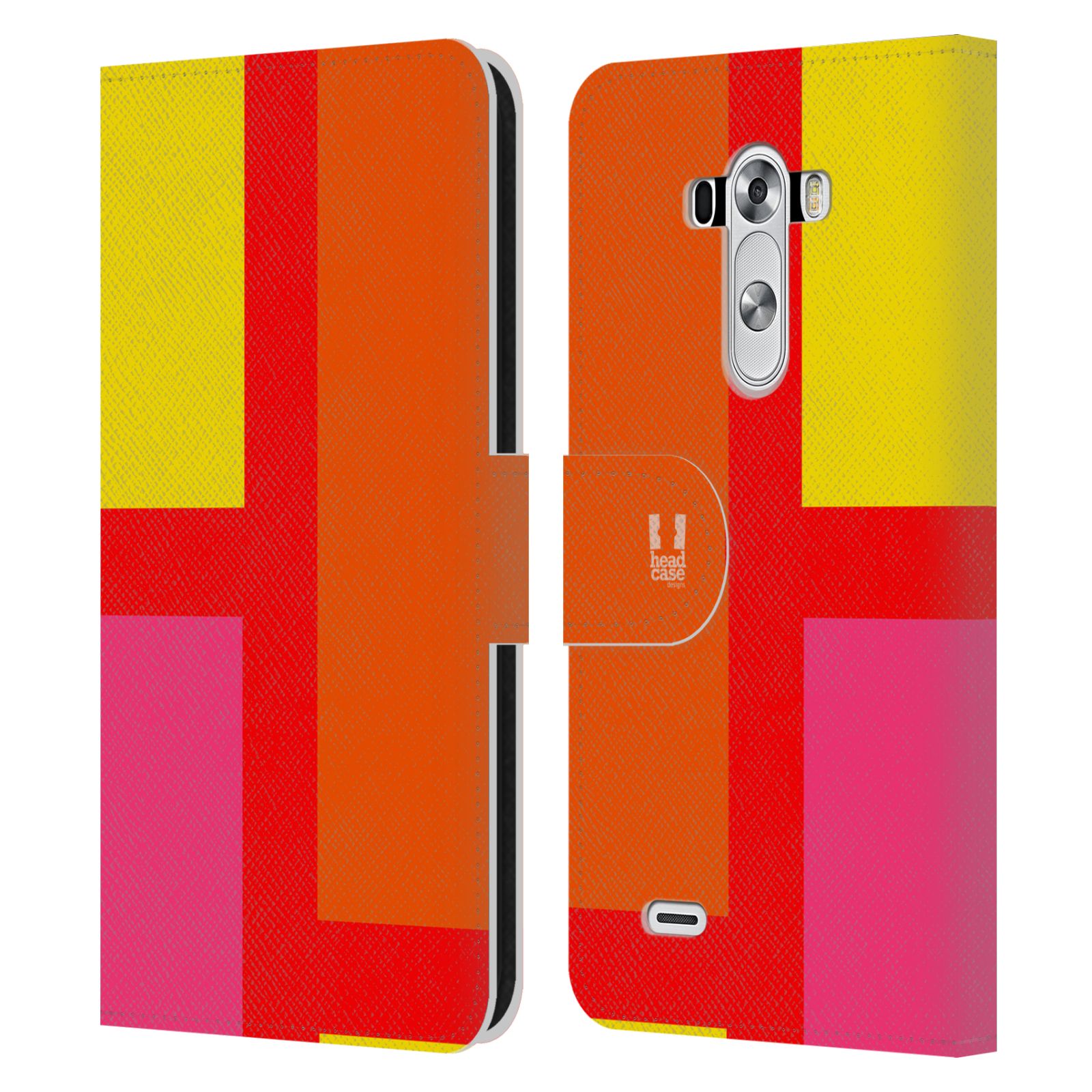 HEAD CASE Flipové pouzdro pro mobil LG G3 barevné tvary oranžová ulice